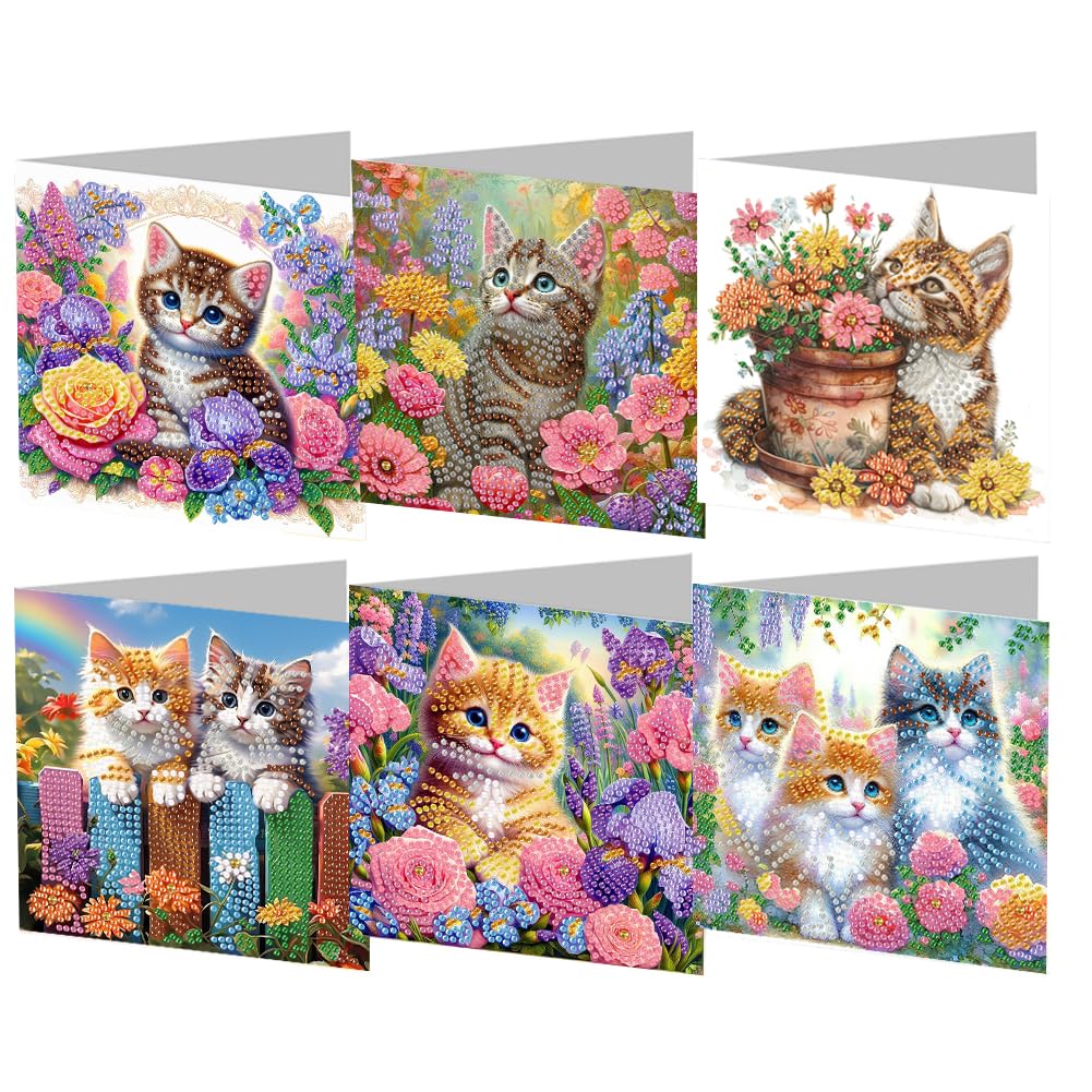 6Pcs Snowman DIY Card Rhinestone Painting Card Kit Greeting Card for