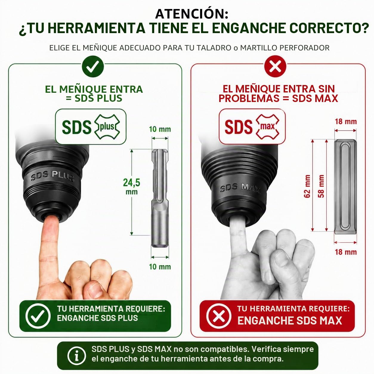 Juego de 5 brocas SDS Plus 600 mm para taladro perforador – Diámetros 10, 12, 16, 20, 24 mm para hormigón, piedra y hormigón – Alta resistencia y durabilidad