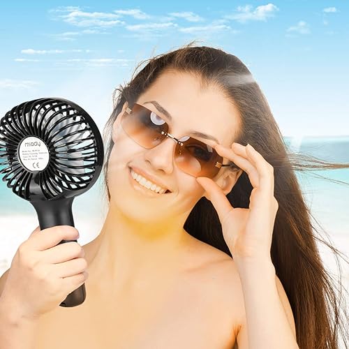 Miniatura 7 de Ventilador de mano portátil de 5000 mAh mejorado de 3 velocidades, mini USB, viento fuerte, 7-20 horas de tiempo de funcionamiento, ventilador