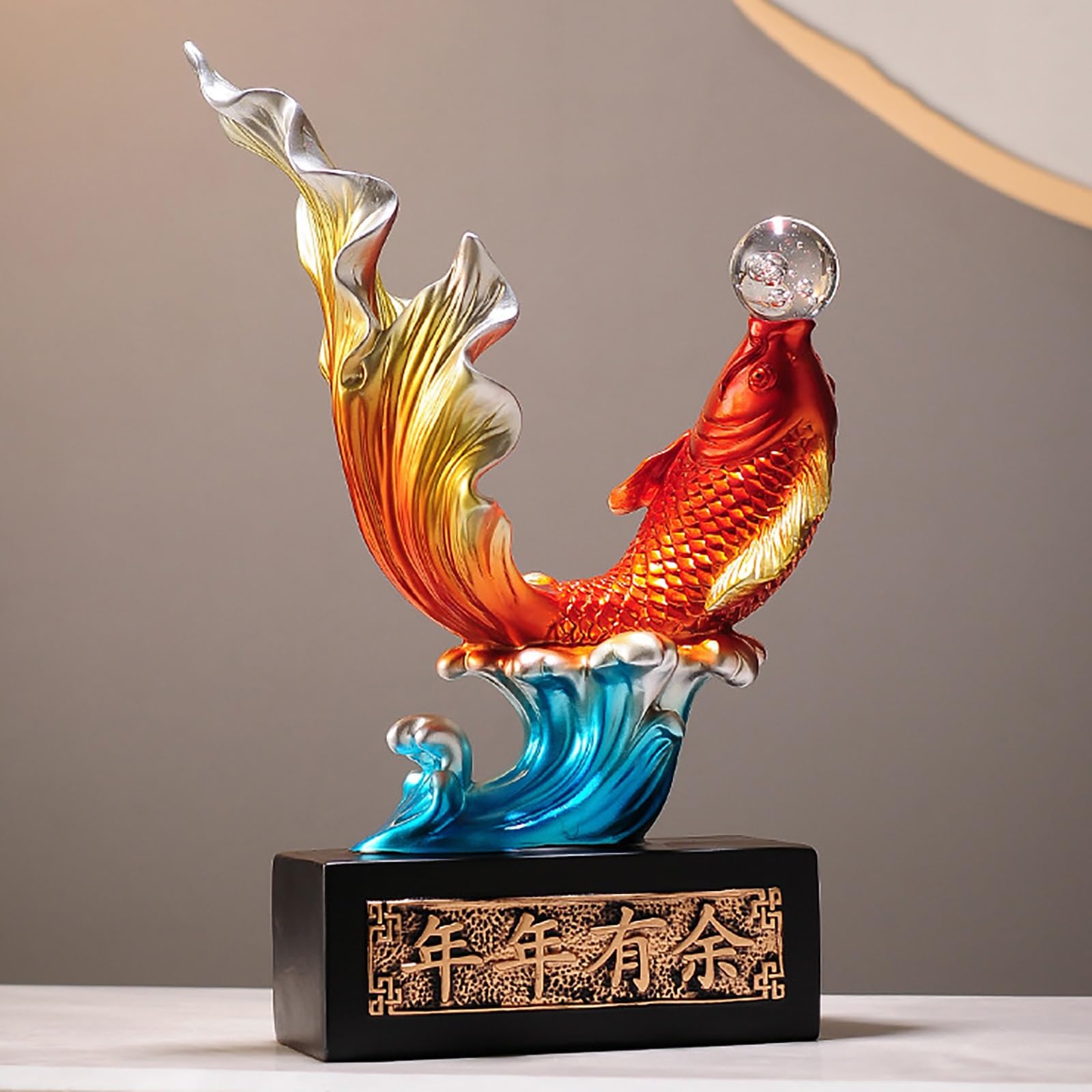 Chinese Feng Shui Fish Statue Koi Sculpture Gift Fishes
