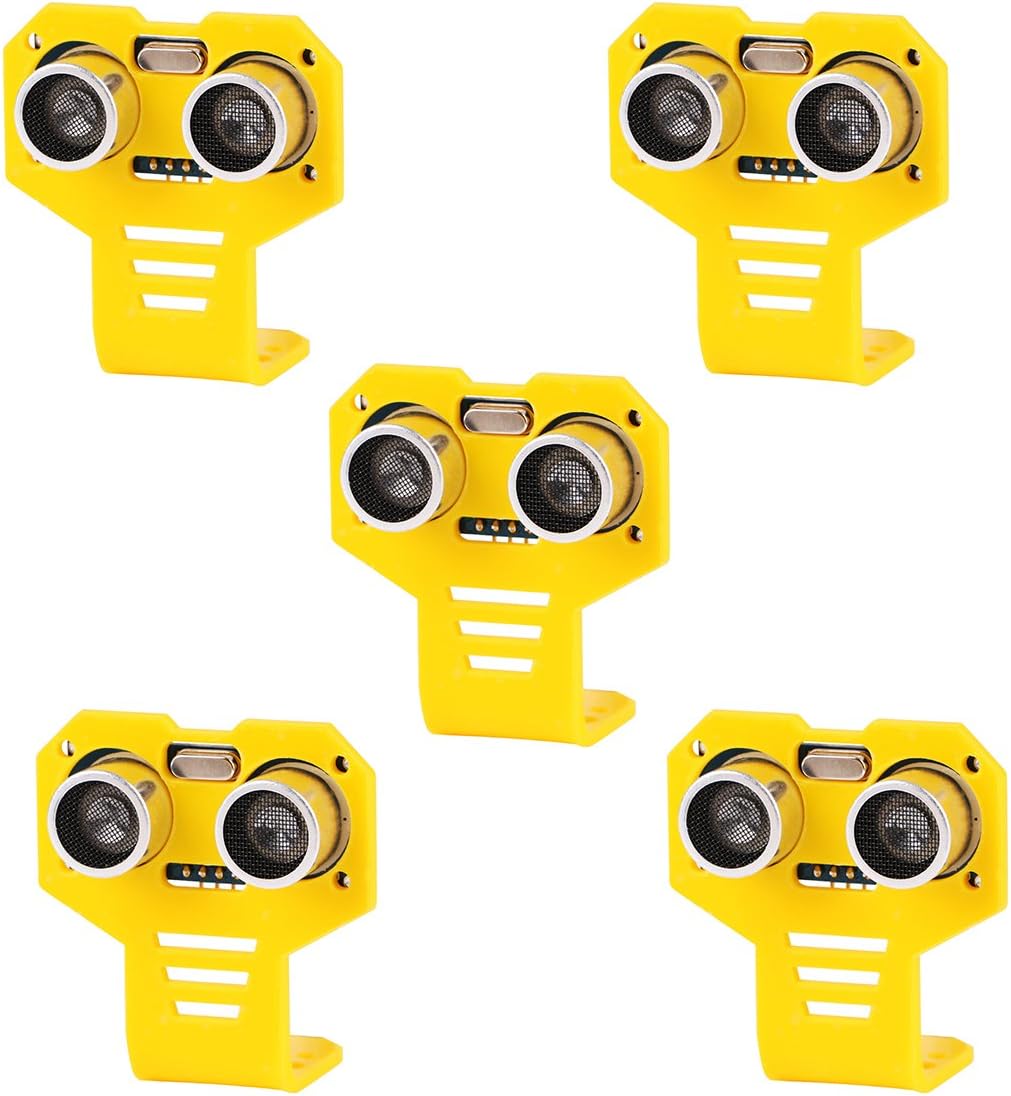 Seamuing 5pcs HC-SR04 Ultrasonic Module Distance Sensor Kits with 5pcs Yellow Cartoon Mounting Bracket for Servo Arduino UNO MEGA R3 Smart Car Robotics Projects
