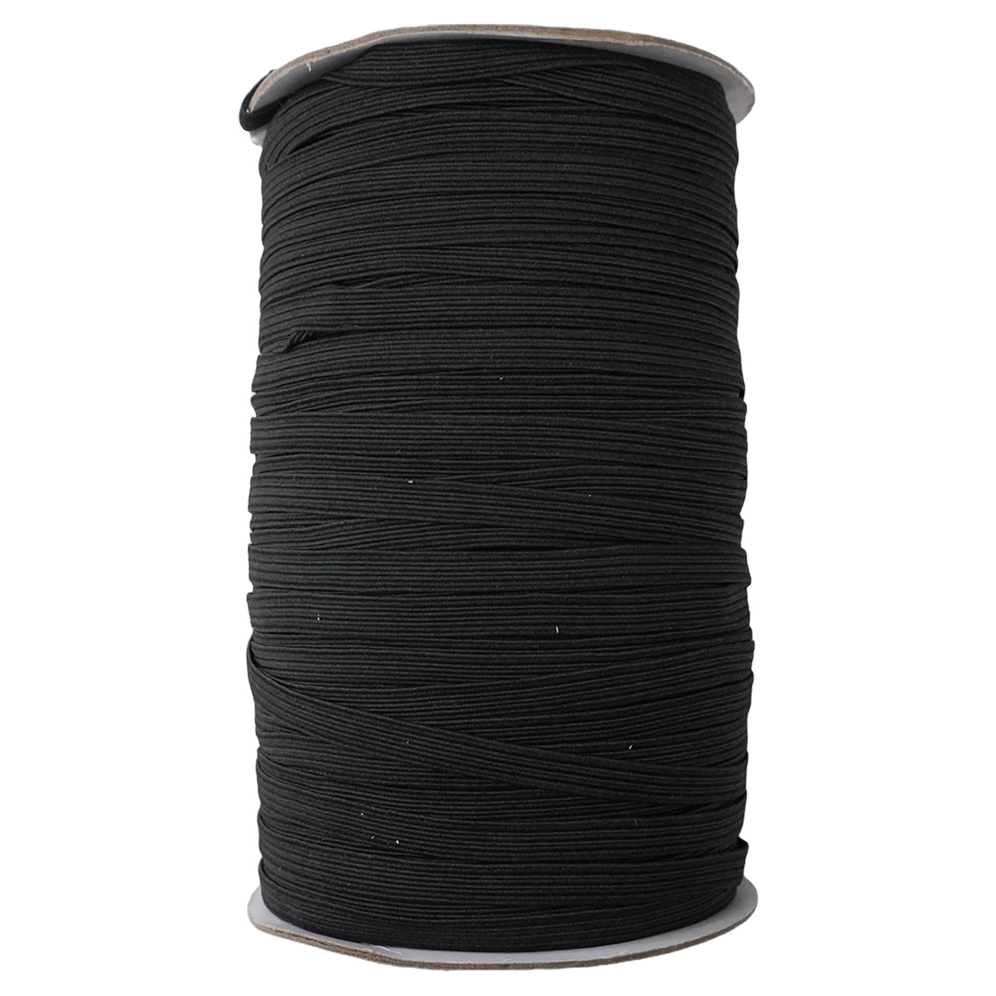 Trimming Shop 7mm Black Flat Elastic Band Stretchable Cord Thin Elastic Dressmaking Waistband for Sewing, DIY Arts and Crafts, Haberdashery and Repair Clothing, 100 Metres