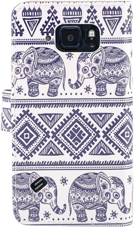 UrSpeedtekLive S6 Active Case, Galaxy S6 Active Wallet Case, Premium PU Leather Wristlet Flip Case Cover with Card Slots & Stand for Samsung Galaxy S6 Active, Elephant 2 (NOT for Galaxy S6)