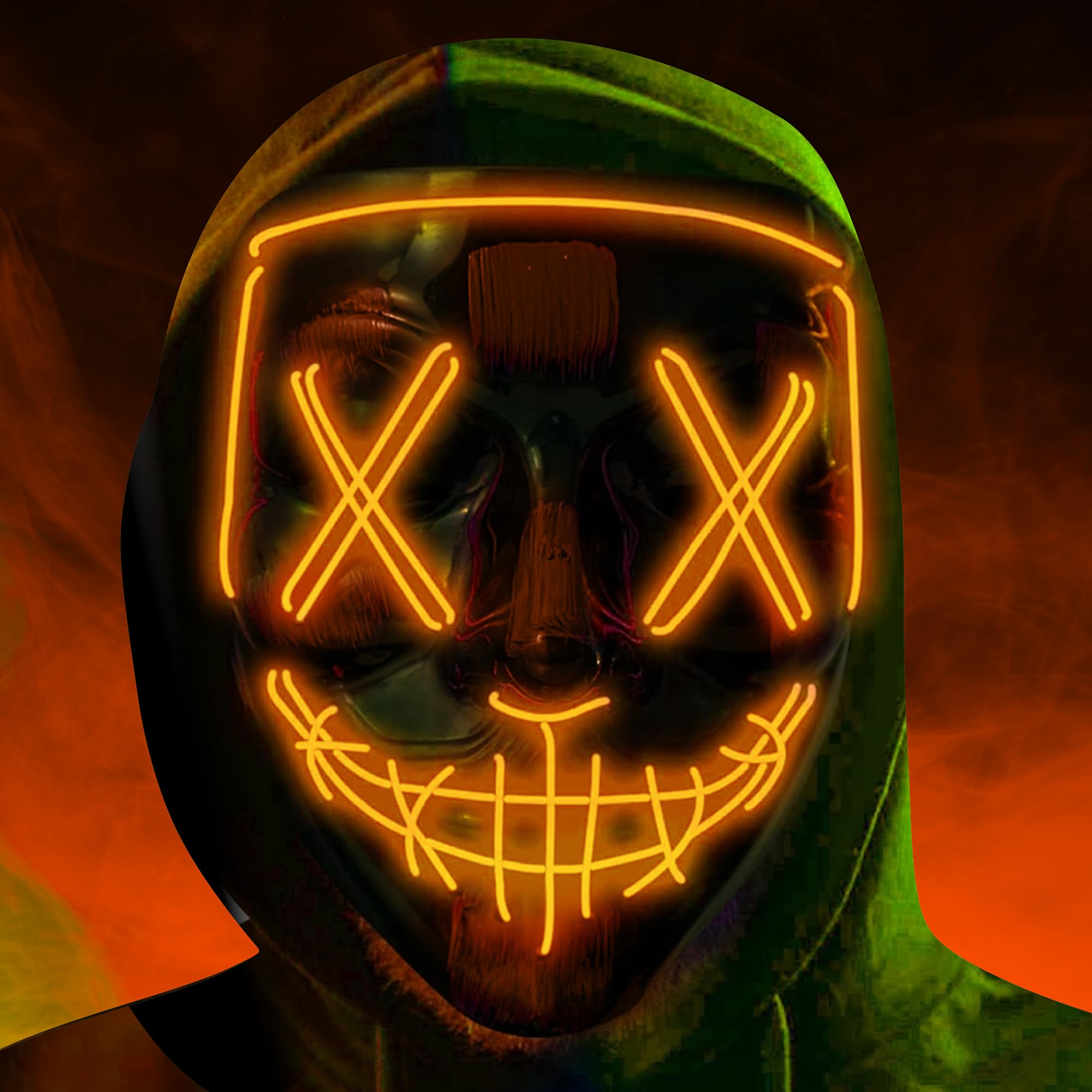 LMS Unisex Halloween Masks, Led Purge Masks Scary Light Up Masks Cosplay Led Halloween Masks for Raves Creepy Mask for Adult