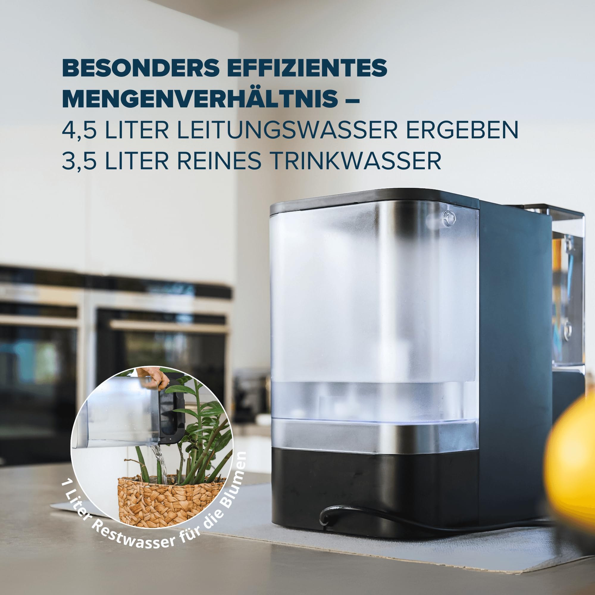 Health Rise Pure Water Pro Auftisch Umkehrosmoseanlage, Osmose Wasserfilter 5-stufig mit UV-Licht, Heißwasserfunktion 45-100°C, 4,5L Tank, Inkl. 2 Wasserkrüge