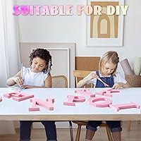 Vista 3 de AOCEAN Letras de madera rosa de 8 pulgadas, letras de madera sin terminar para decoración de pared, letras decorativas de pie en rodajas, decoración