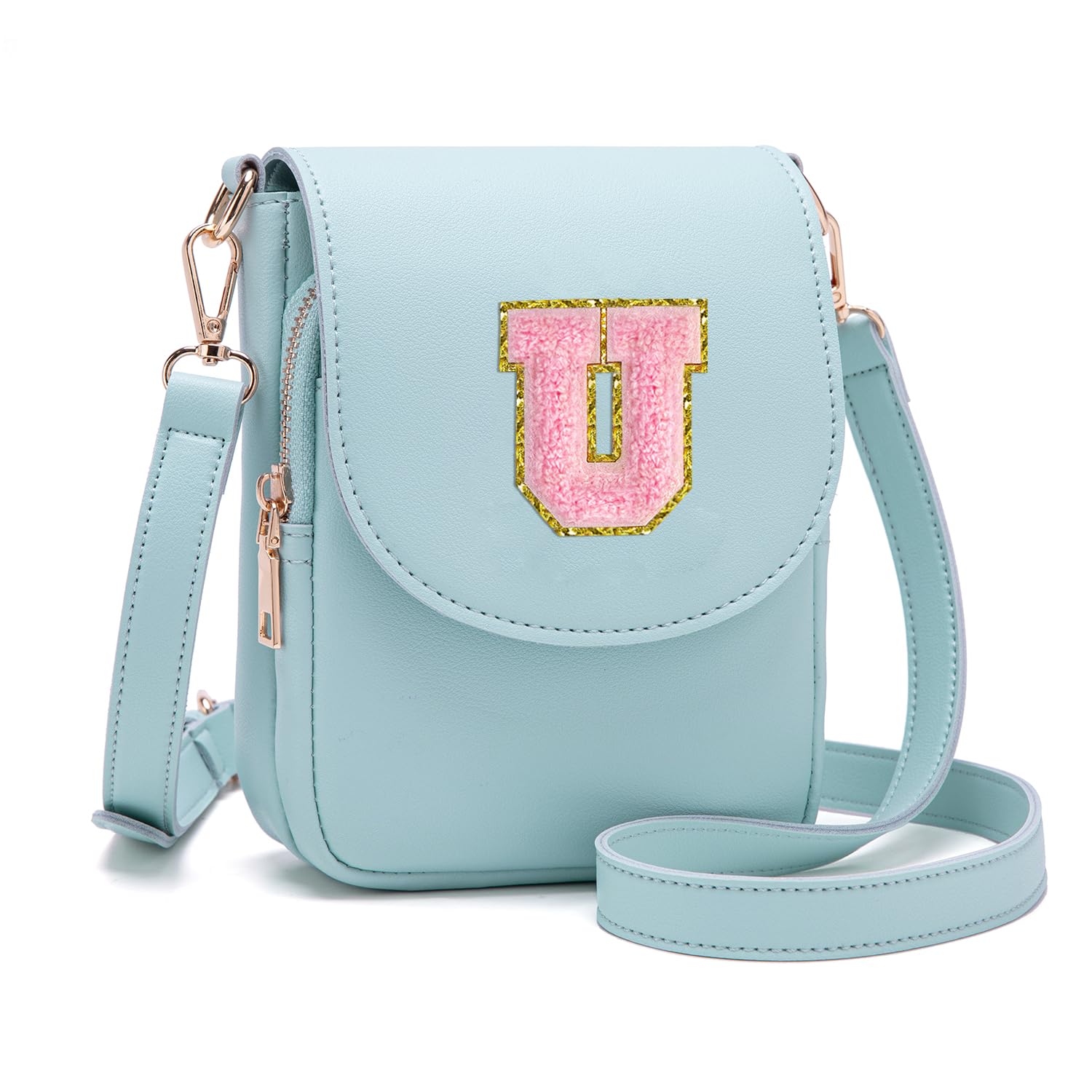 Viverte Crossbody Purse for Teen Girls Small Initial Cell Phone Toddler Purse Leather Triple Compartment Crossbody Bags