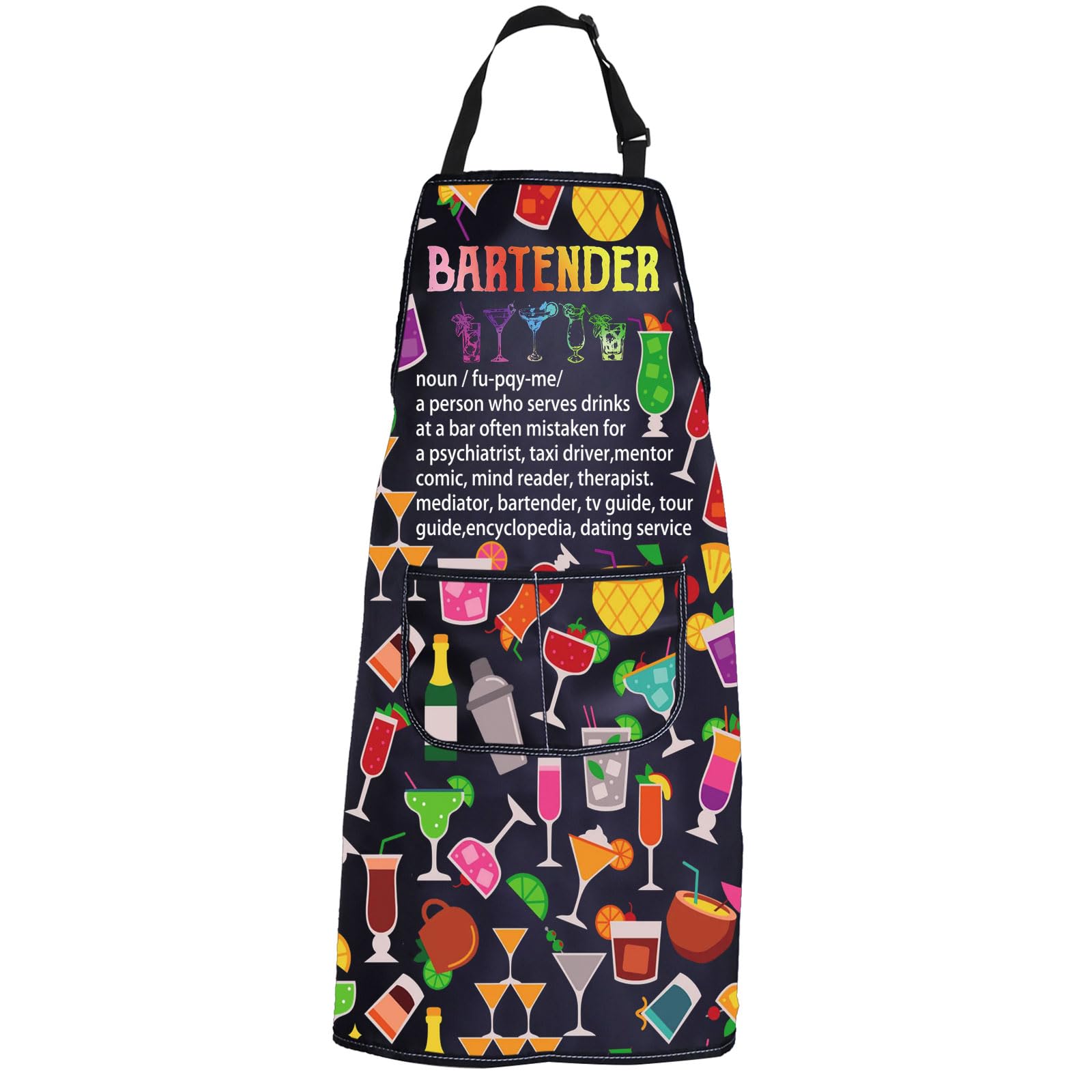 PXTIDY Bartender Definition Apron with Pockets Mixology Bartender Barman Apron Cocktail Lovers Gift for Mixologists