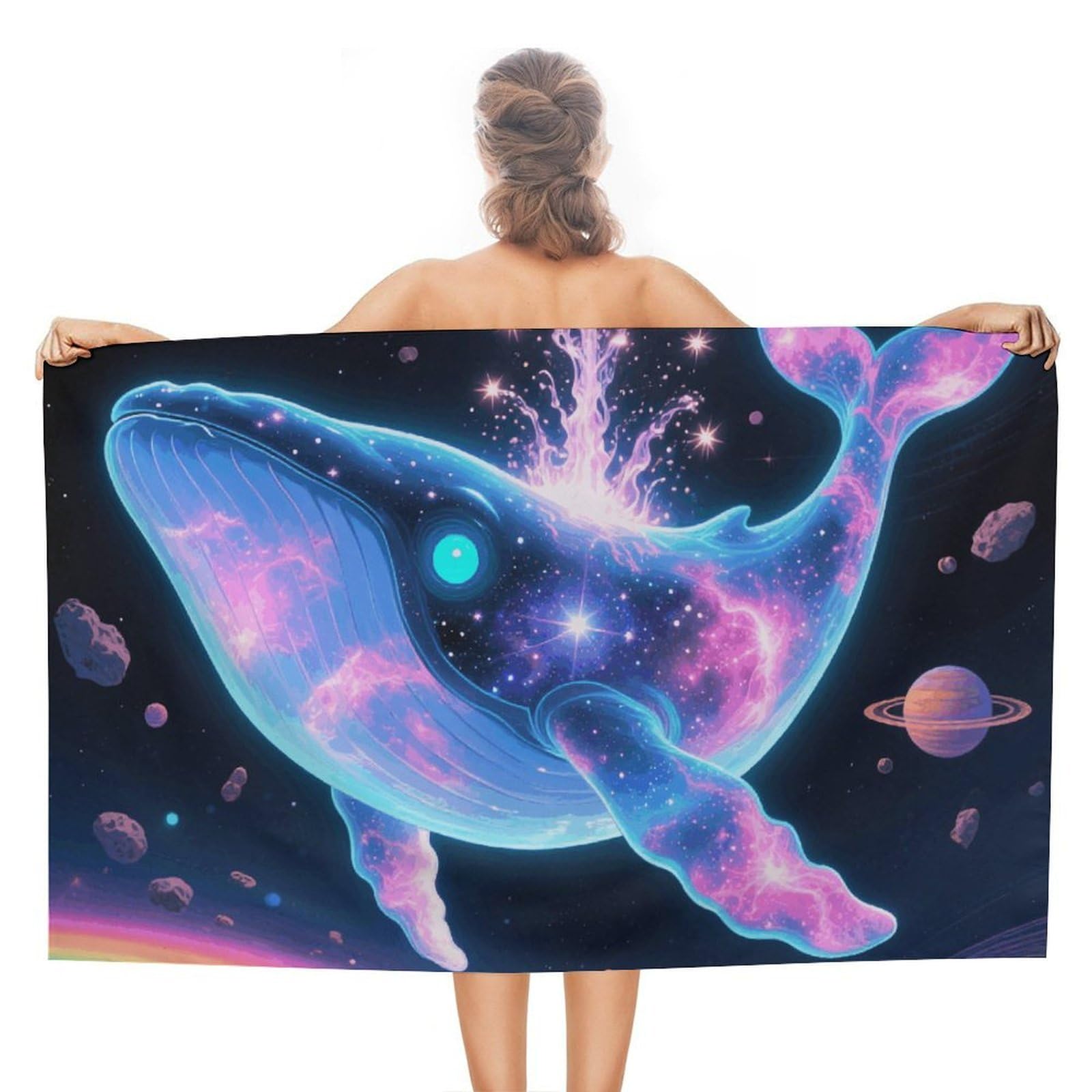 asbwuo Sci-fi Whale Beach Towels Extra Large Quick Dry Absorbent