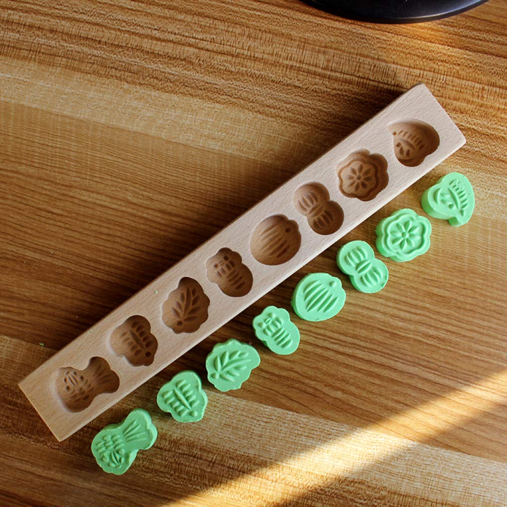 Moldes de madera for galletas, pasteles, antiadherentes, tallados, bricolaje, 8 patrones bonitos, prensa molde, hielo, piel for hornear