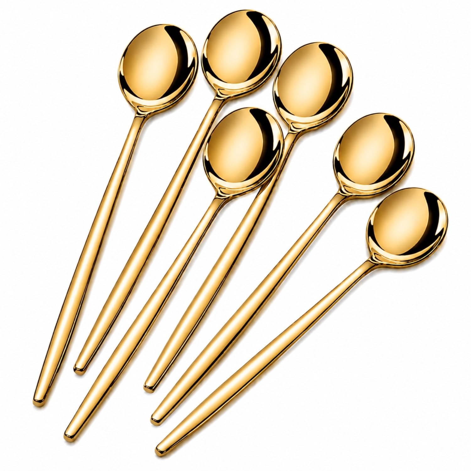 Tea Spoons Set Silverware - 5.1 inch Stainless Steel Spoon, Dessert, Tableware Spoons for Coffee Stirring Home, Kitchen or Restaurant - Mirror Polished, Dishwasher Safe (6Pcs, Gold)-image-38