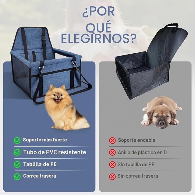 Foto 3 de 7 de CIMOYBAI Asiento de Coche para Perros Extra Estable, Trasero para Pequeños y Medianos, Oxford Transpirable