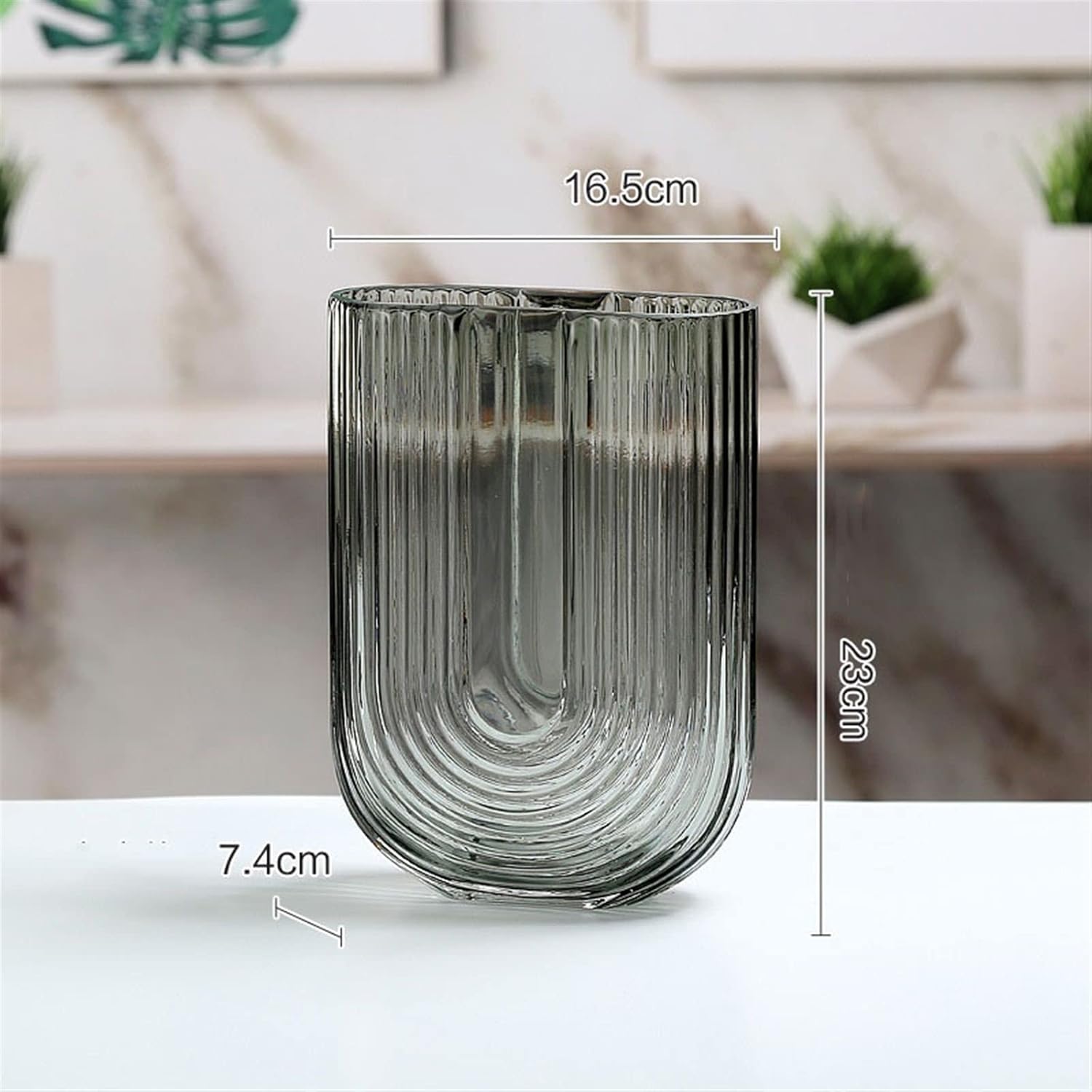 Vase Modern Simple Transparent Glass Vase Ornaments Nordic Living Room Creative Flower Water Culture Dry Flower Arranging Device Suitable for Dining and Living Room Home decoratio(Large)
