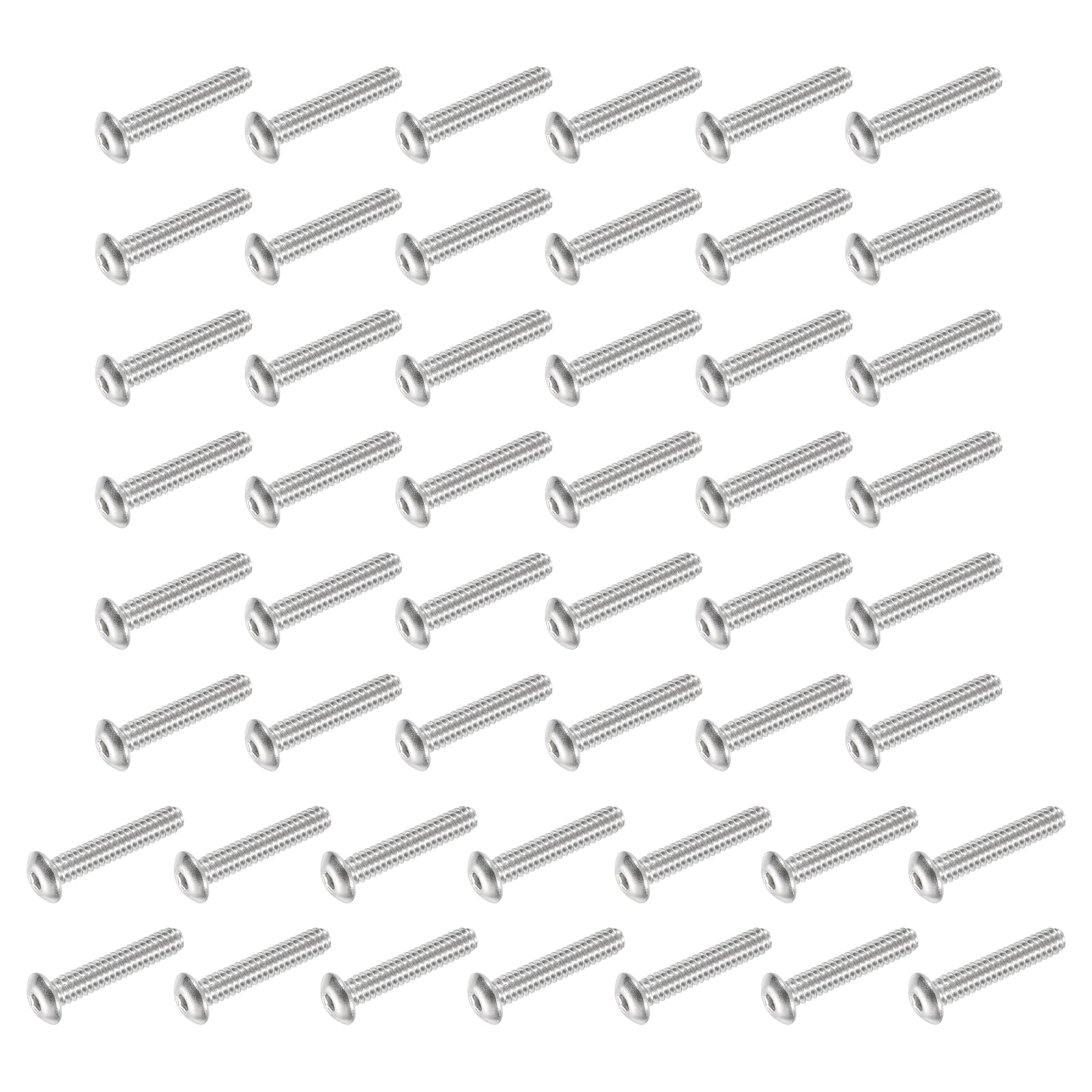 PATIKIL Button Head Socket Cap Screws, 60 PCS #6-32 UNC x 3/4 Inch 304 Stainless Steel Hex Drive Fully Thread Machine Bolts Screw for Furniture Water Pump Light Fixture, Silver