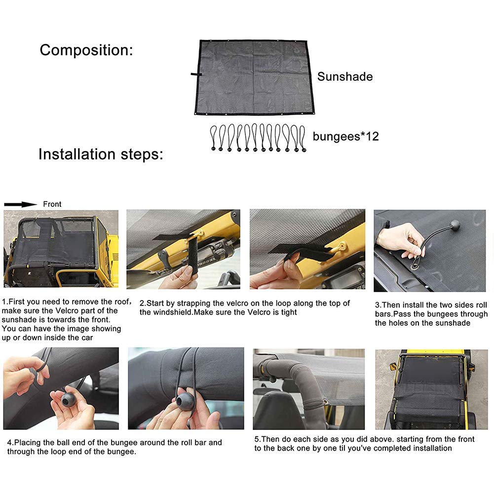 Durable Polyester Mesh Bikini Top Cover Bietet UV-Sonnenschutz Für 1997-2006 Jeep Wrangler TJ & Unbegrenzte