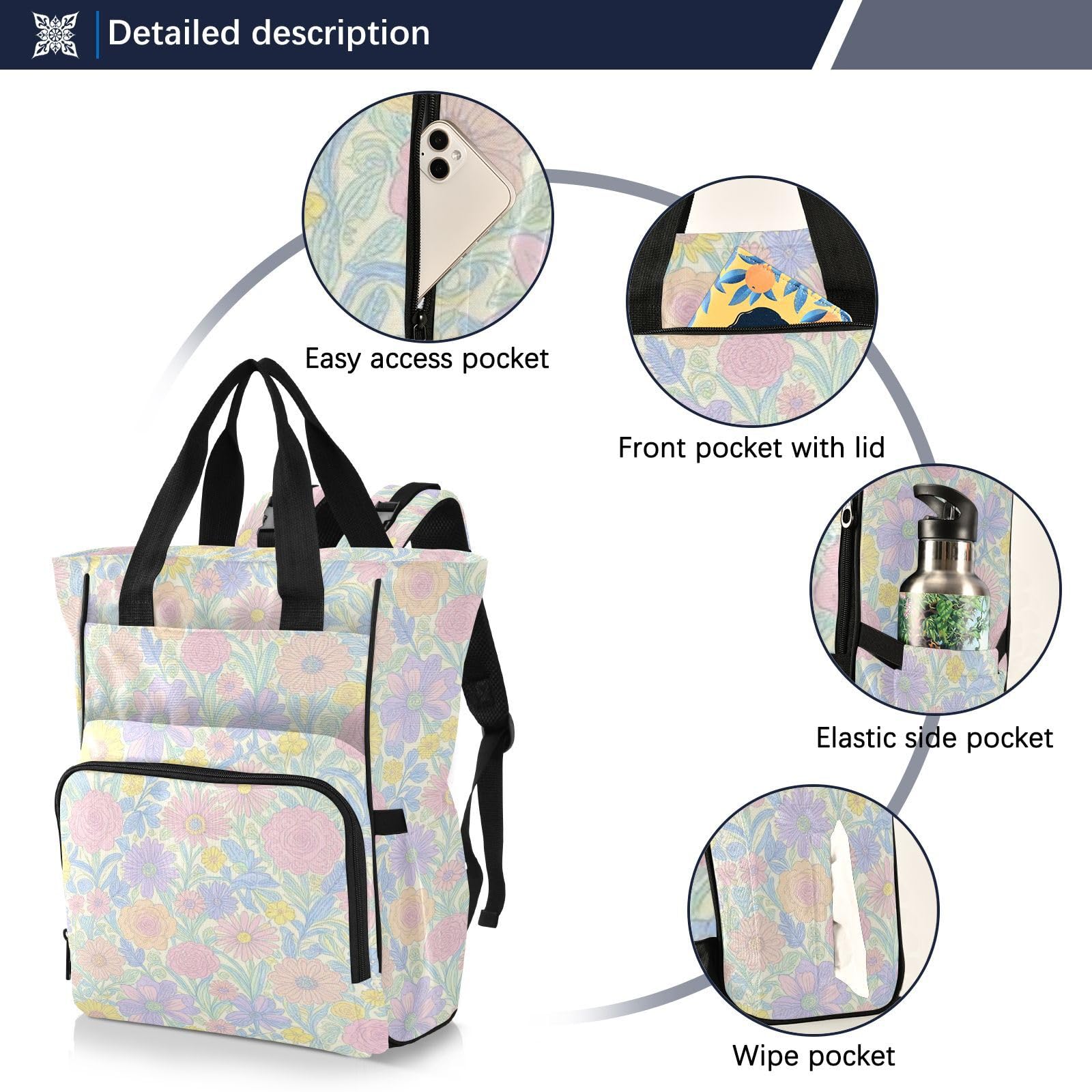 Grande borsa per pannolini, unisex, da viaggio, graziosa, elegante, motivo