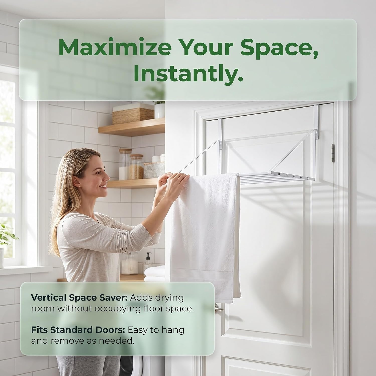 Hemoton Door Clothes Hanging Rack, Foldable Iron Drying Rack