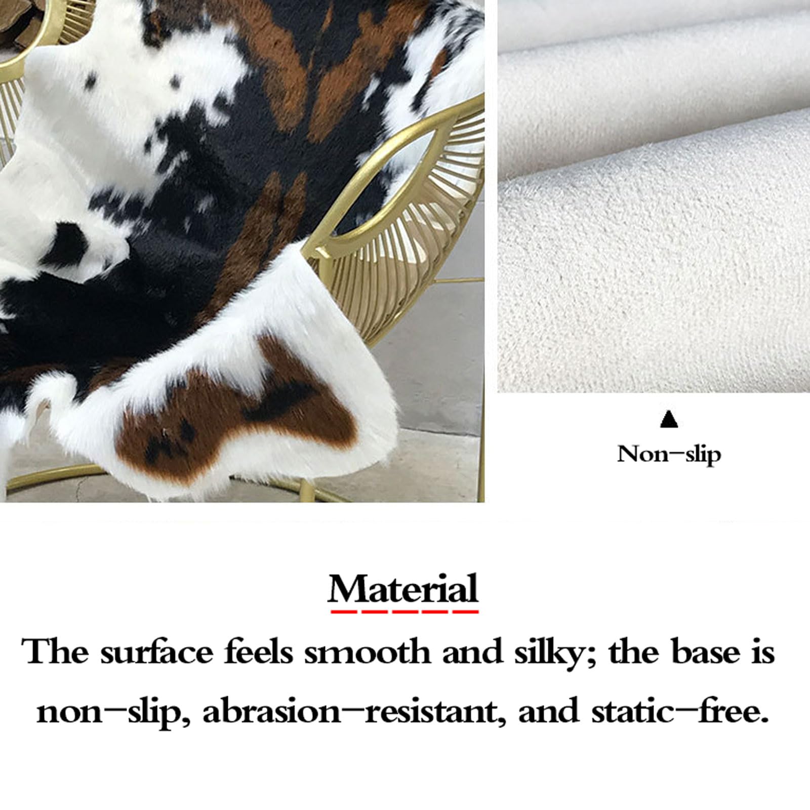 Tapis Imprimé Cowhide,Tapis Imprimé Vache,Tapis en Fausse Fourrure Imitation Peau De Vache,Tapis Imprimé,Moelleuse,Lavable en Machin,AntidéRapant,Facile d'entretien,pour De Canapé