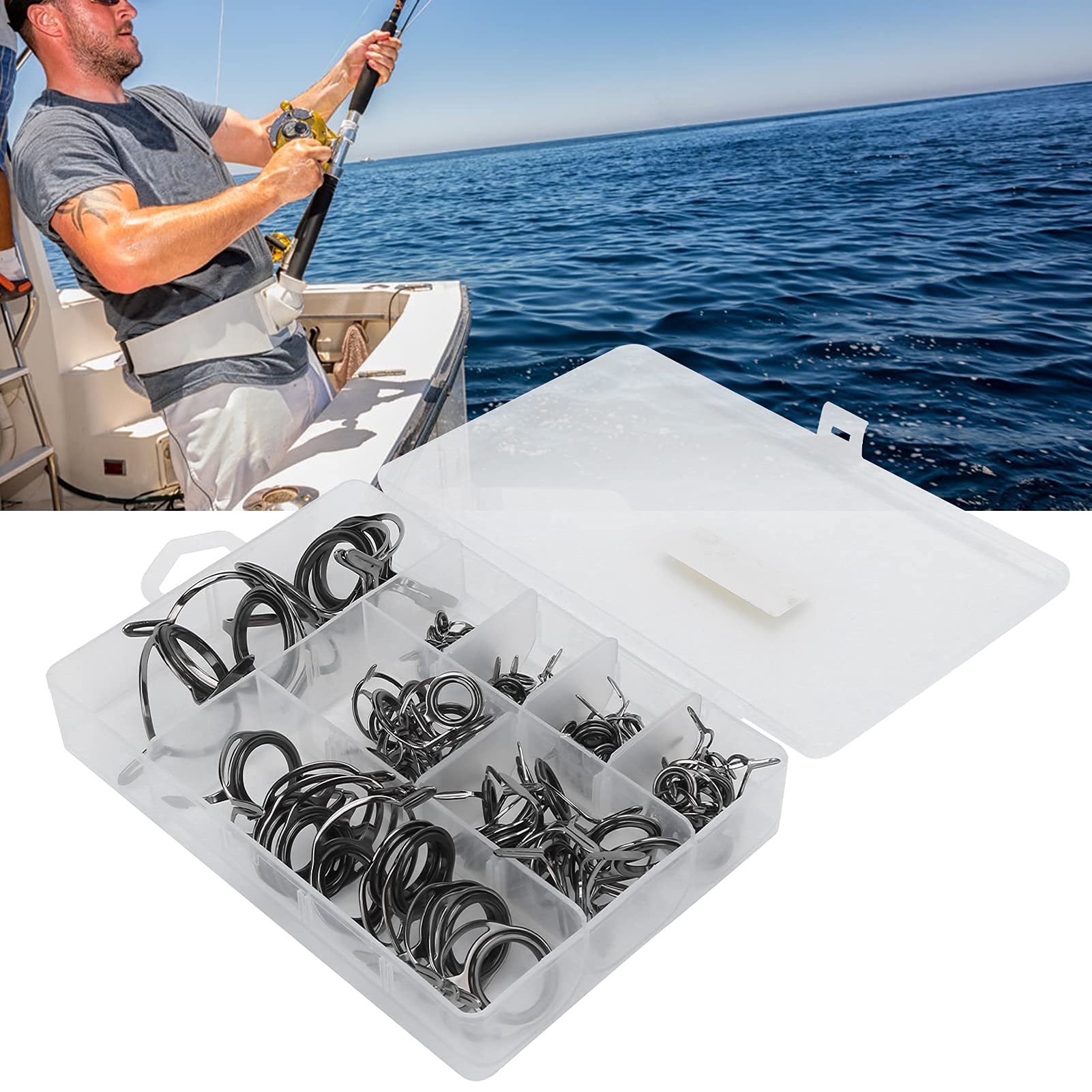 75 Pièces Guide de Canne à Pêche Ensemble D'anneaux en Céramique, Kit de Réparation de Pointe de Guide d'oeil de Canne à Pêche en Mer Accessoire de Pêche