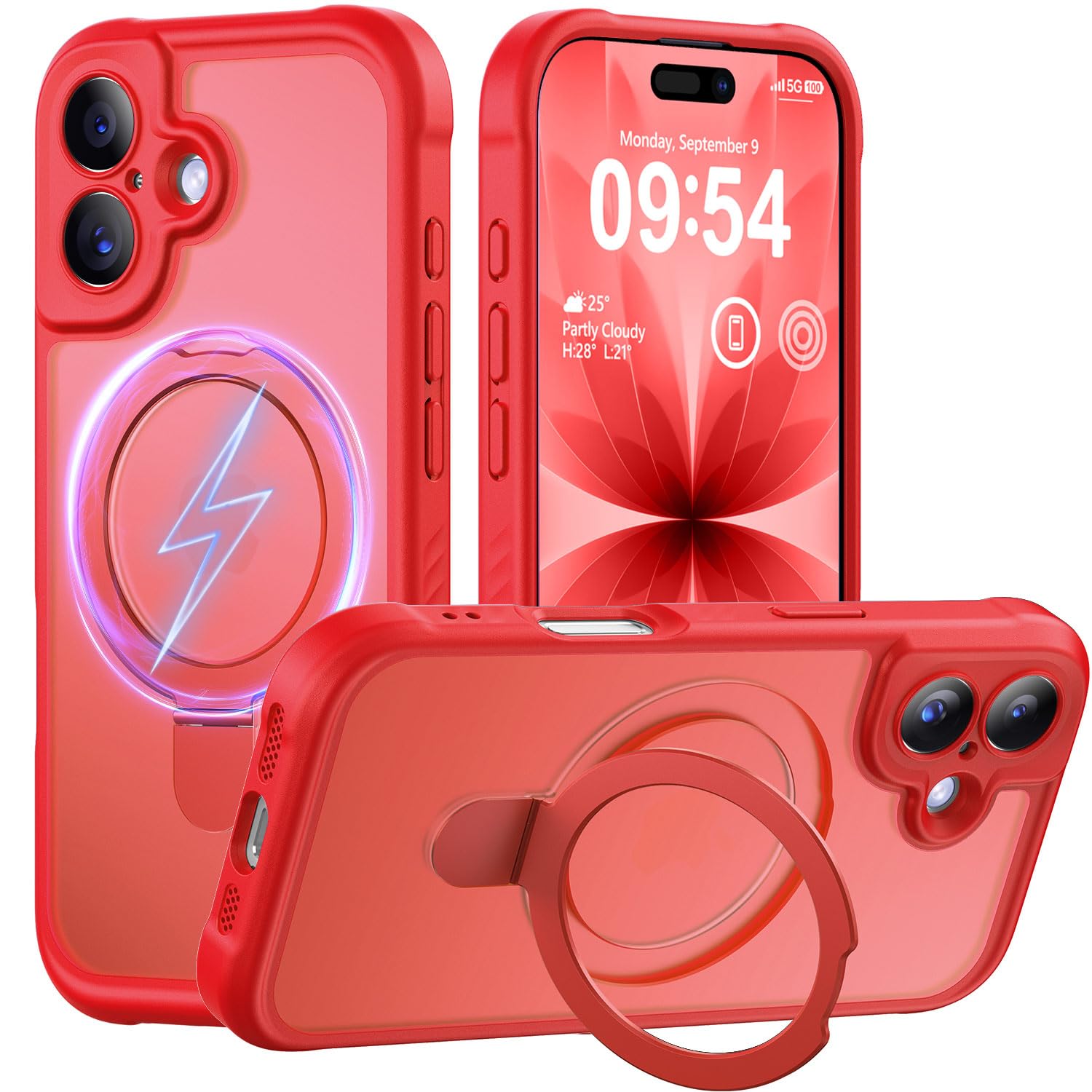 MOCCA Magnetic for iPhone 17 Case with Stand,Red
