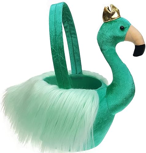 Miniatura 3 de Cesta para cacería de huevos de Pascua, flamenco con nombre bordado (flamenco azul con personalización)