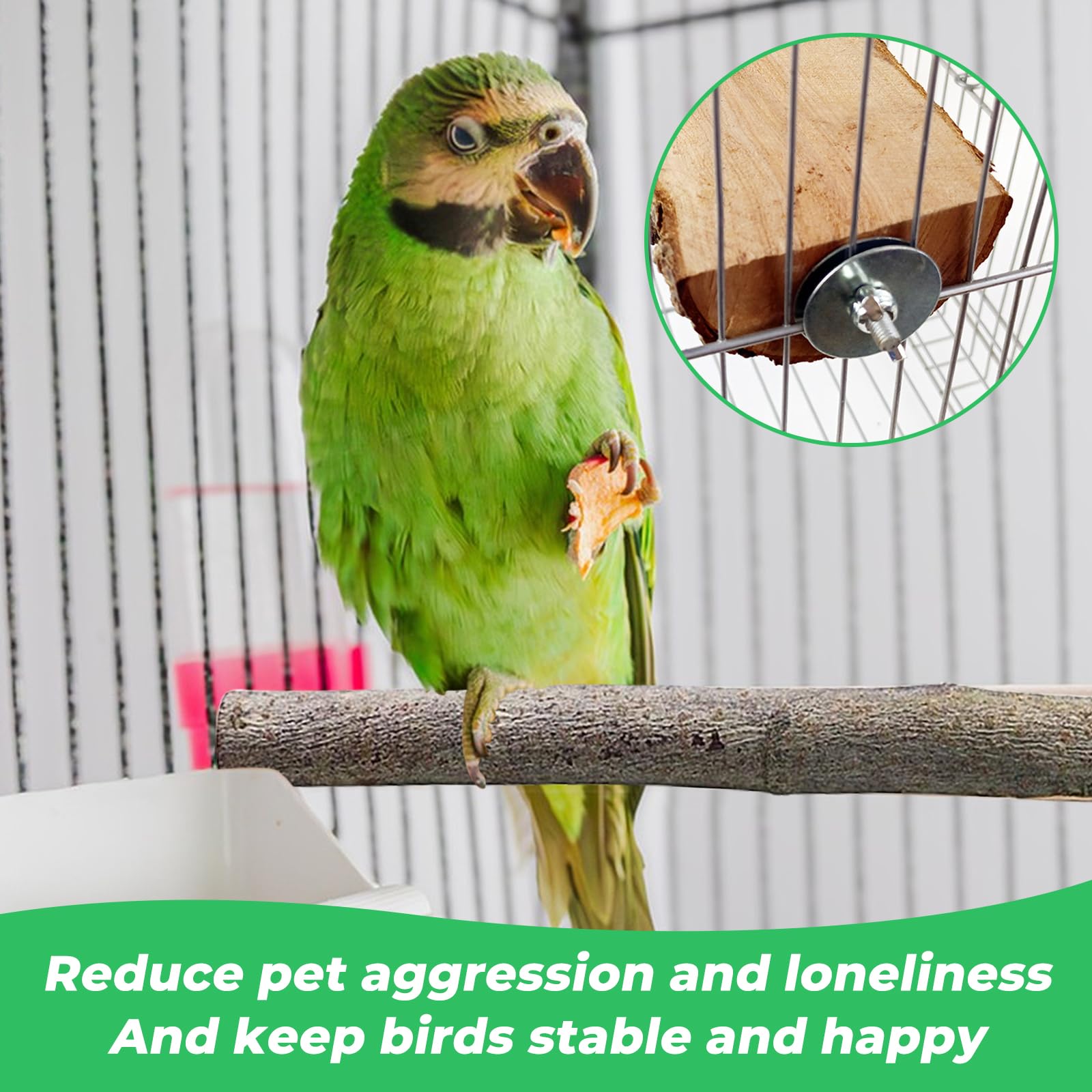KIPTVO 4PCS Natural Wood Bird Perch, Budgie Perches, Parrot Perch, Wooden Perch Bird Swing, T Stand Parrot Perch Stands - Image 4