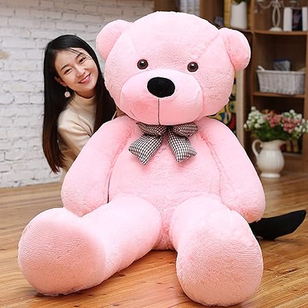 Frantic Teddy Bear with Neck Bow Premium Quality Soft Plush Fabric in Baby Pink Color  3 Feet