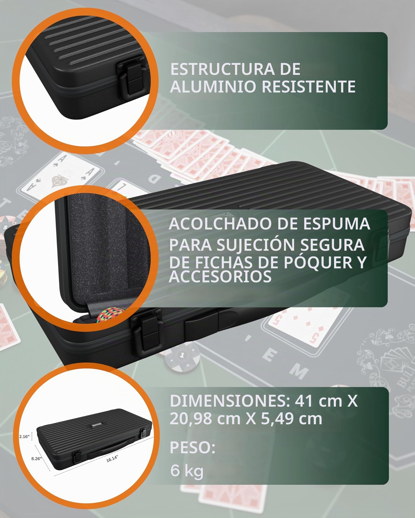 Bullets Playing Cards | Maletín de Póker 300 fichas de arcilla sin núcleo metálico 10 g – Estuche completo con cartas, dados y botón de repartidor de cerámica – Diseño Salvatore