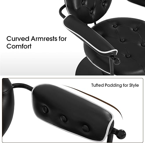 Miniatura 6 de BarberPub Silla de peluquería para estilista, silla de peluquería hidráulica, peluquería y salón en casa 8435 (negro)