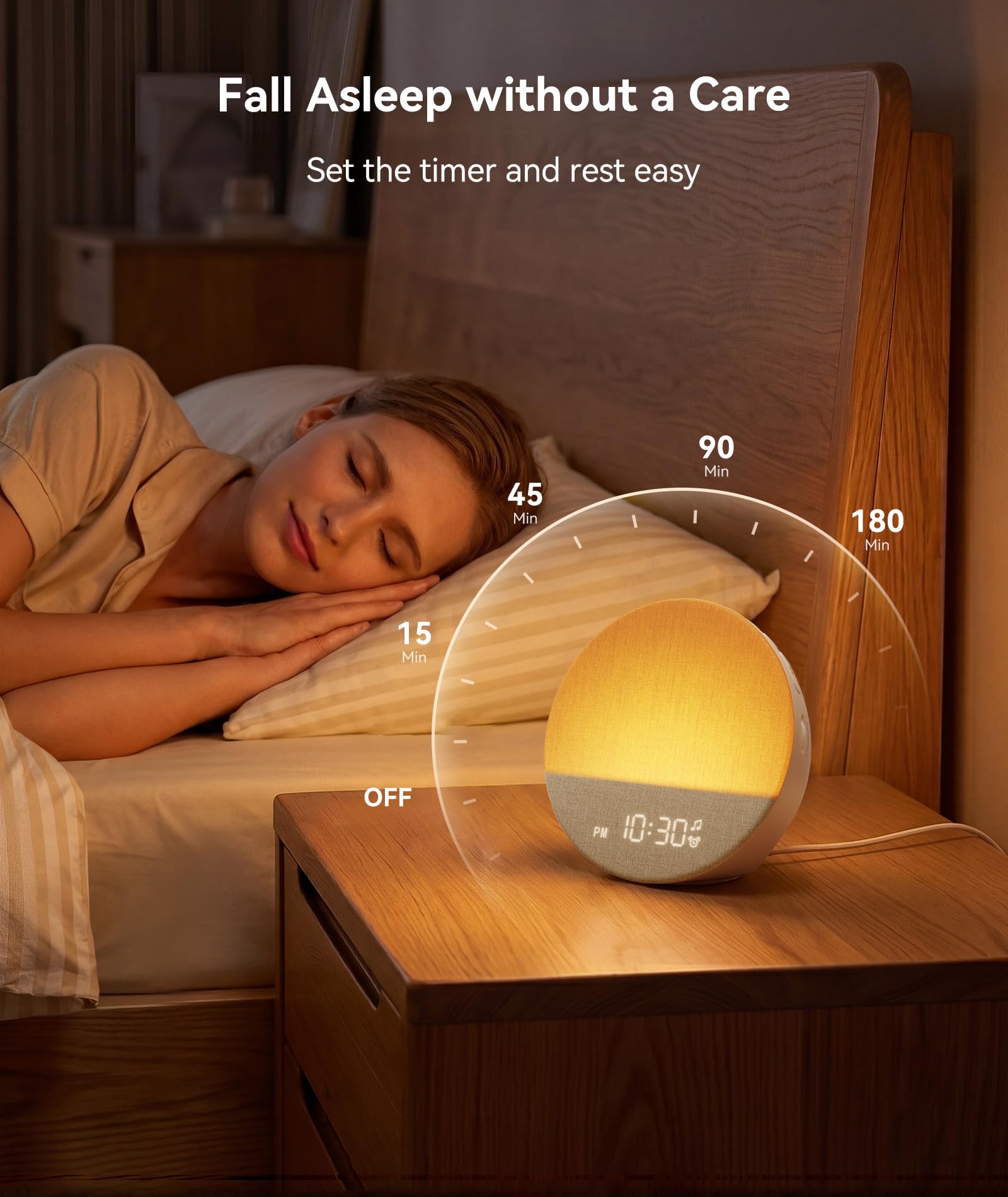Dreamegg Sunrise 1 Despertador Luz Amanecer Máquina de Ruido Blanco con 29 Sonidos Calmantes, Rutinas de Sueño Personalizables, Luz de Noche Regulable, Despertador de Luz Dormitorios, Adultos, Niños