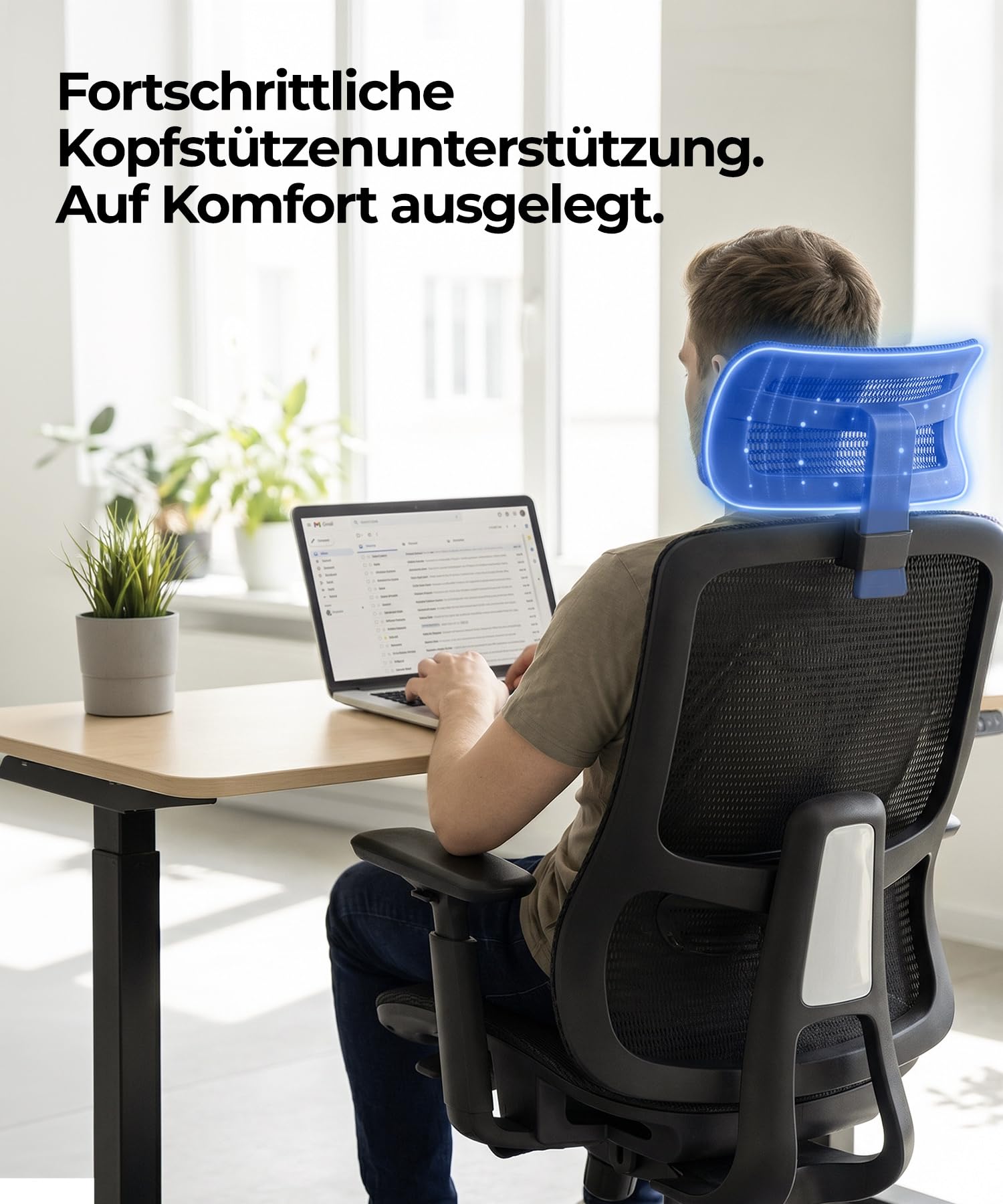 Stane Bürostuhl Ergonomisch - Pc Stuhl Mit Fußstütze - Schreibtisch Stuhl Mit Hoher Belastbarkeit (130 kg) - Elegant & Vielseitig (Netz)
