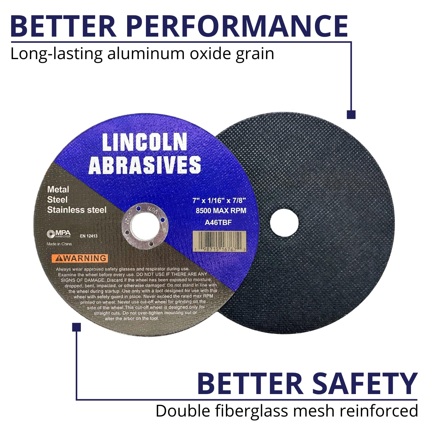 100 Pack 4.5" Cut-Off Wheels Lincoln Abrasives .040" Metal & Stainless Steel