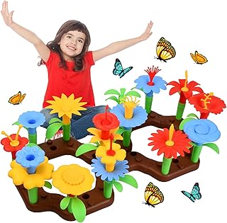Dokpav 76 PCS Flower Building Toys, Garden Building Blocks Playset, DIY Stacking Flower Blocks Garden Building Toys