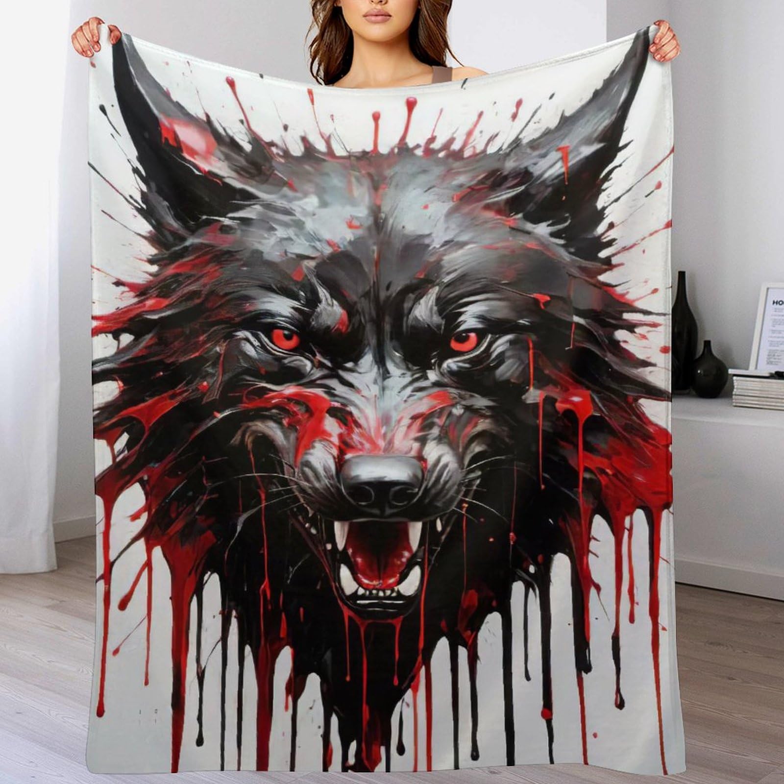 Manta de forro polar de lobo 130x180 cm para sofá y cama