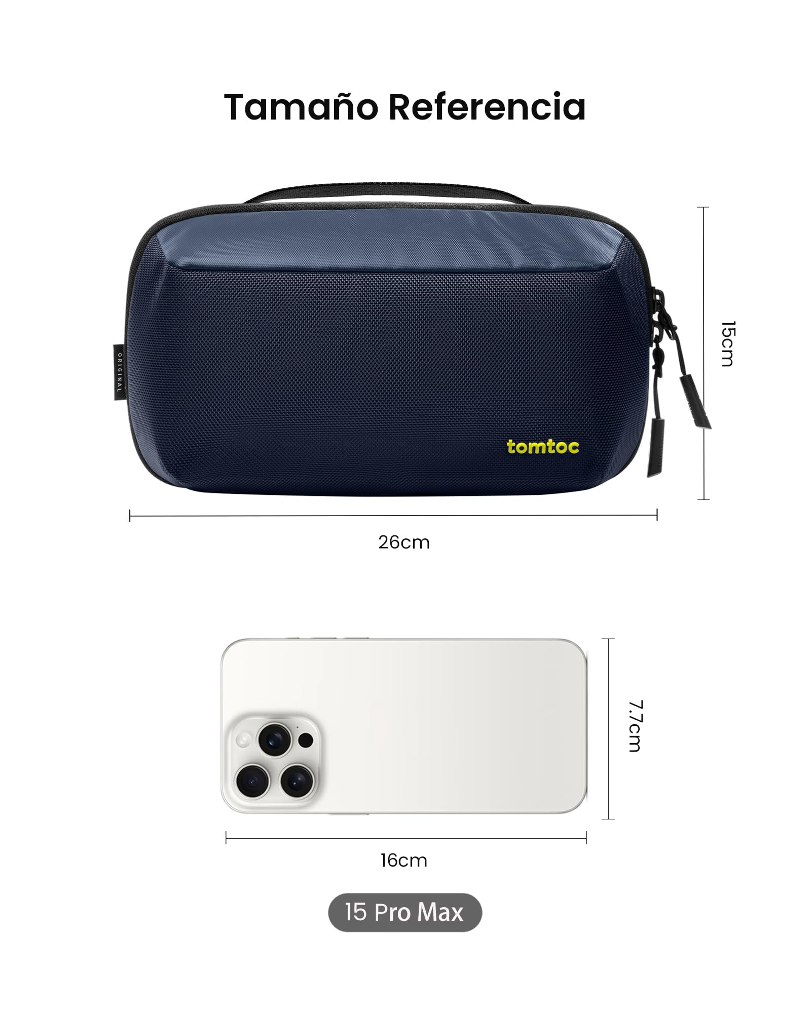 tomtoc Bolsa para Organizar Cable, Organizadora de Accesorios Electrónicos para MacBook Adaptador, Ratón, Cable, Hub, Power Bank, USB Stick, Fuente de Alimentación, Cargador, Disco Duro