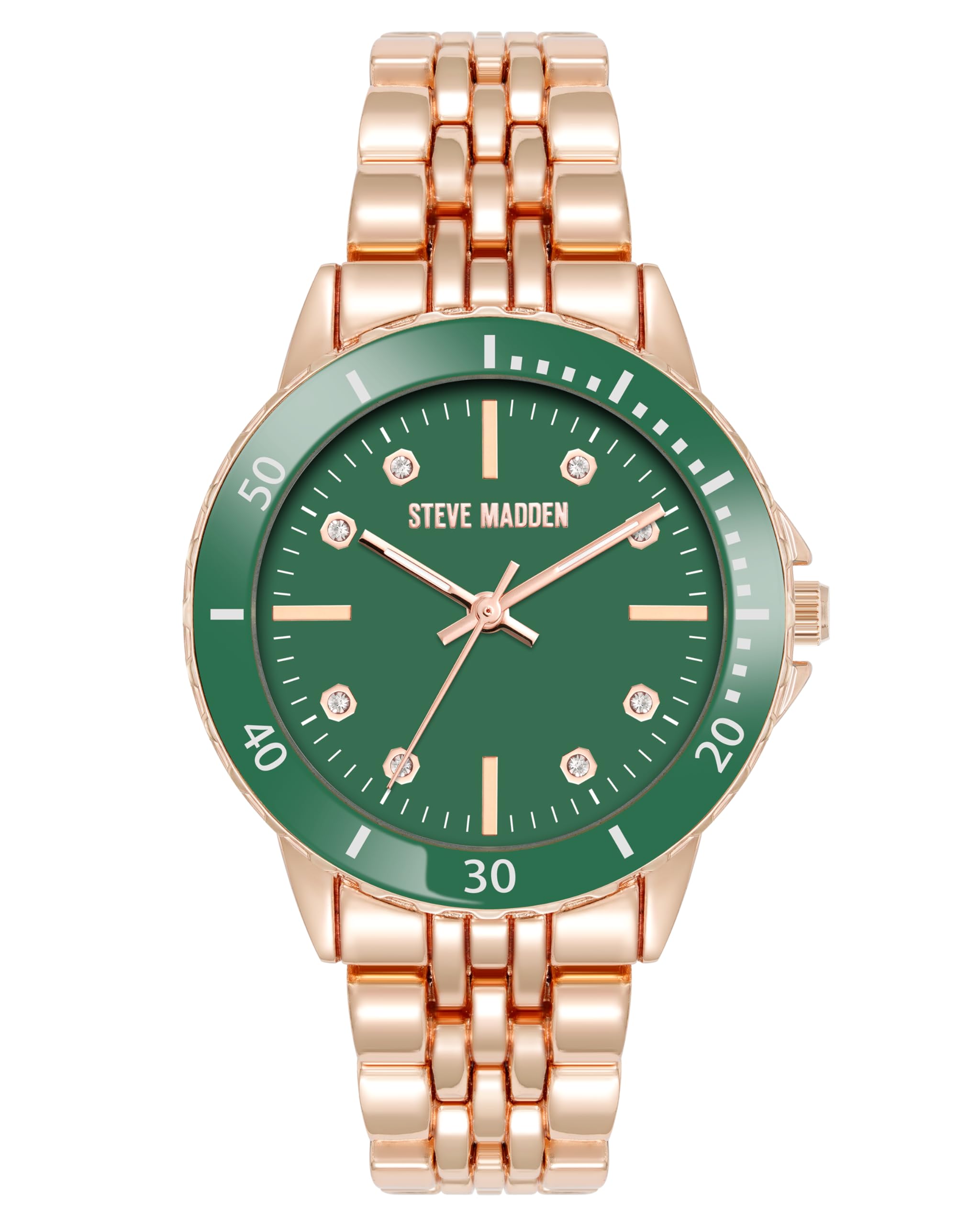 Steve Madden Frauen echtes kristallakentisches Armband Uhr