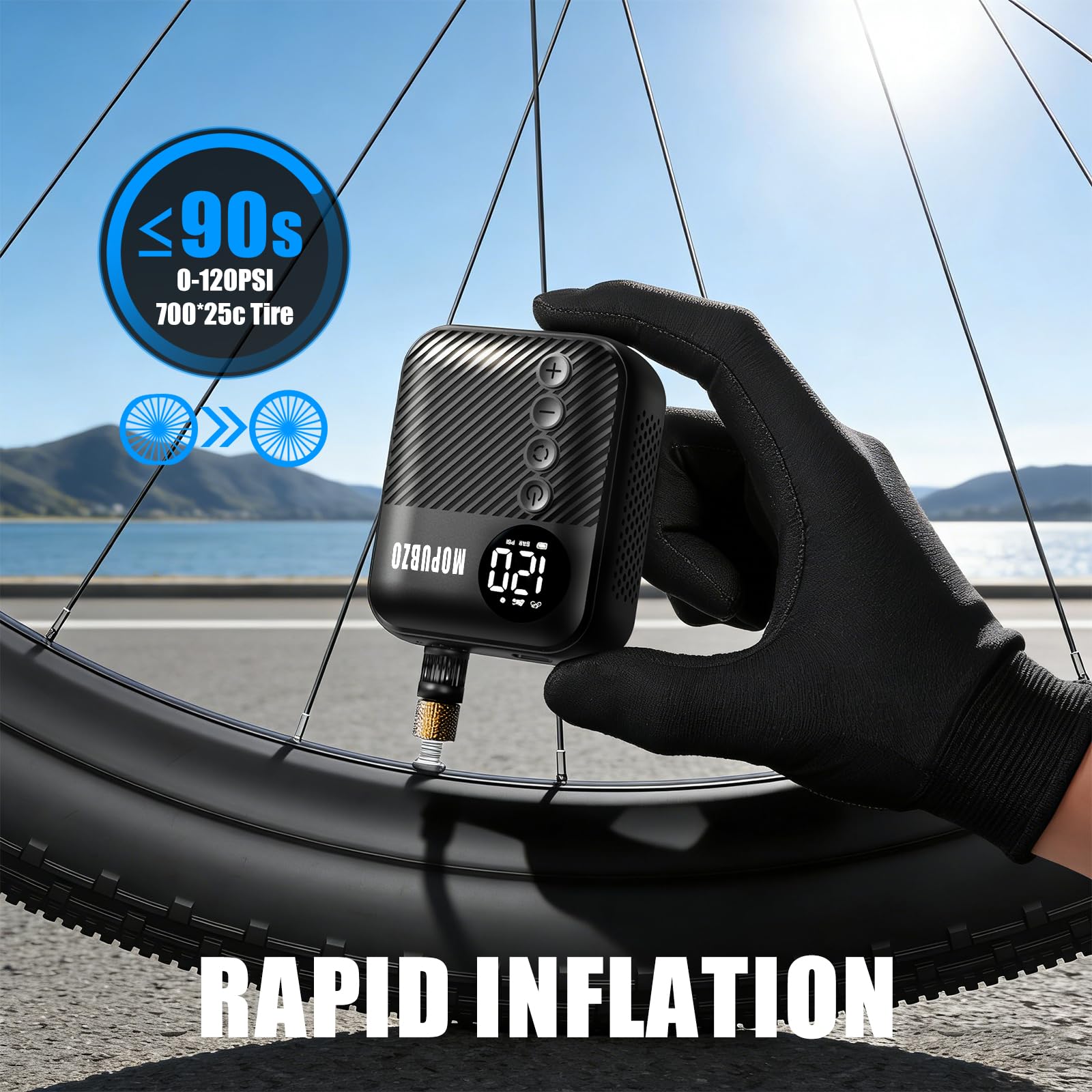 Piccola Pompa Per Bicicletta Con Manometro, Pompa Ad Aria Elettrica Da 150 PSI, Spegnimento Automatico, Pompa Mini Elettrica, Compatibile Con La Maggior Parte Delle Valvole, Gonfiaggio Rapido Per