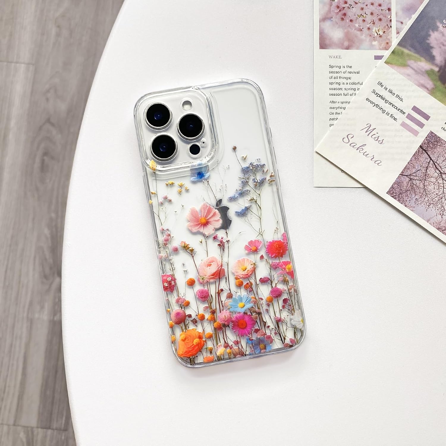 nititop compatible with iphone 16 pro max case clear cute vintage lovely floral flowers pattern for girls women soft tpu transparent shockproof protective phone cover - plant plant iphone 16 pro max