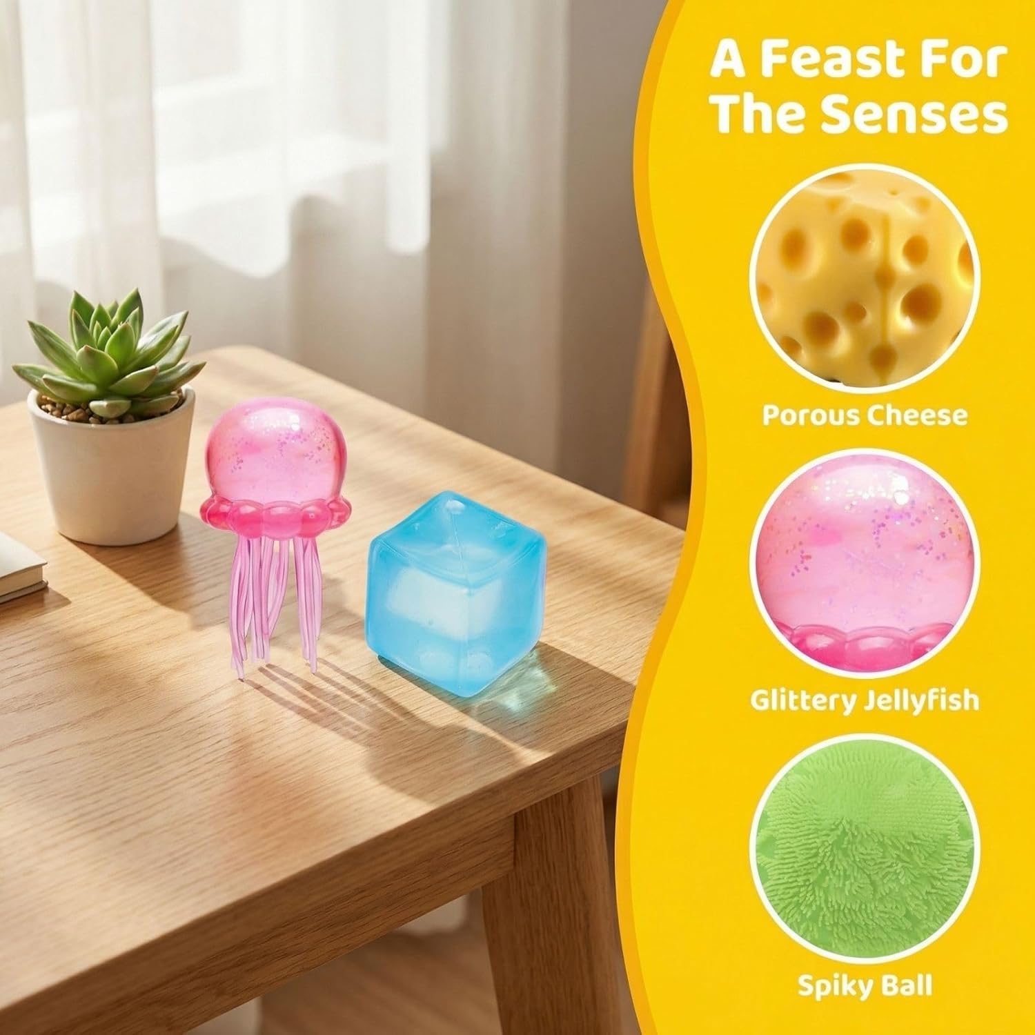 9 Pack Squishy Squeeze Toys, Slow Rising Soft Squishy Set with 9 Different Designs, Random Colors, Stretchy Hand Fidget Set for Desk, Office, and Daily Use