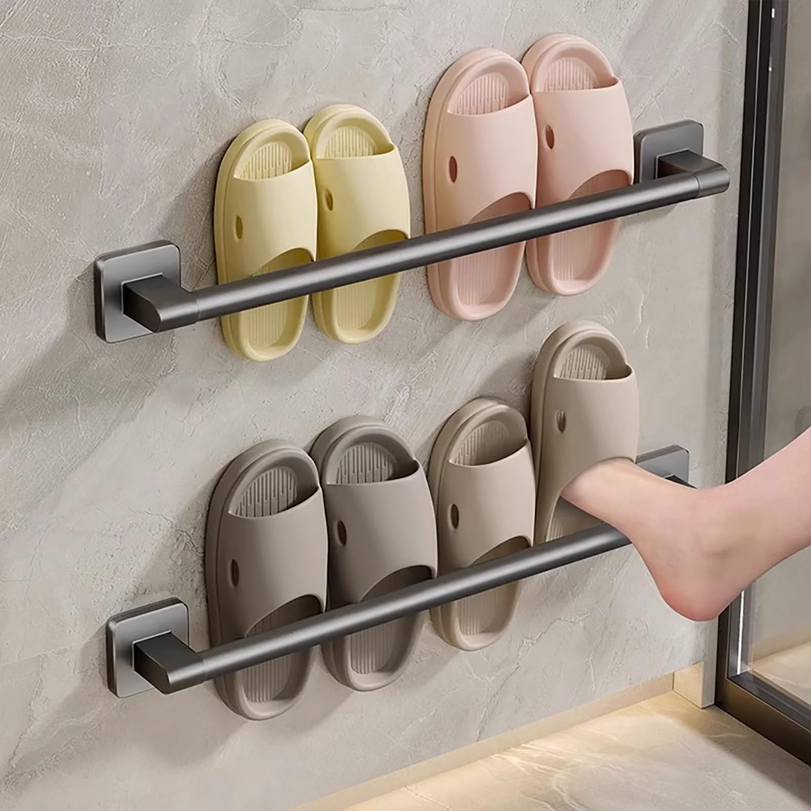 Scarpiera Magnetica Da Parete Ganydet – 2 Livelli, Senza Fori, Per Scarpe Sottili, Asciugamani, Per Camper E Porte In Ferro (50 X 11,2 Cm)