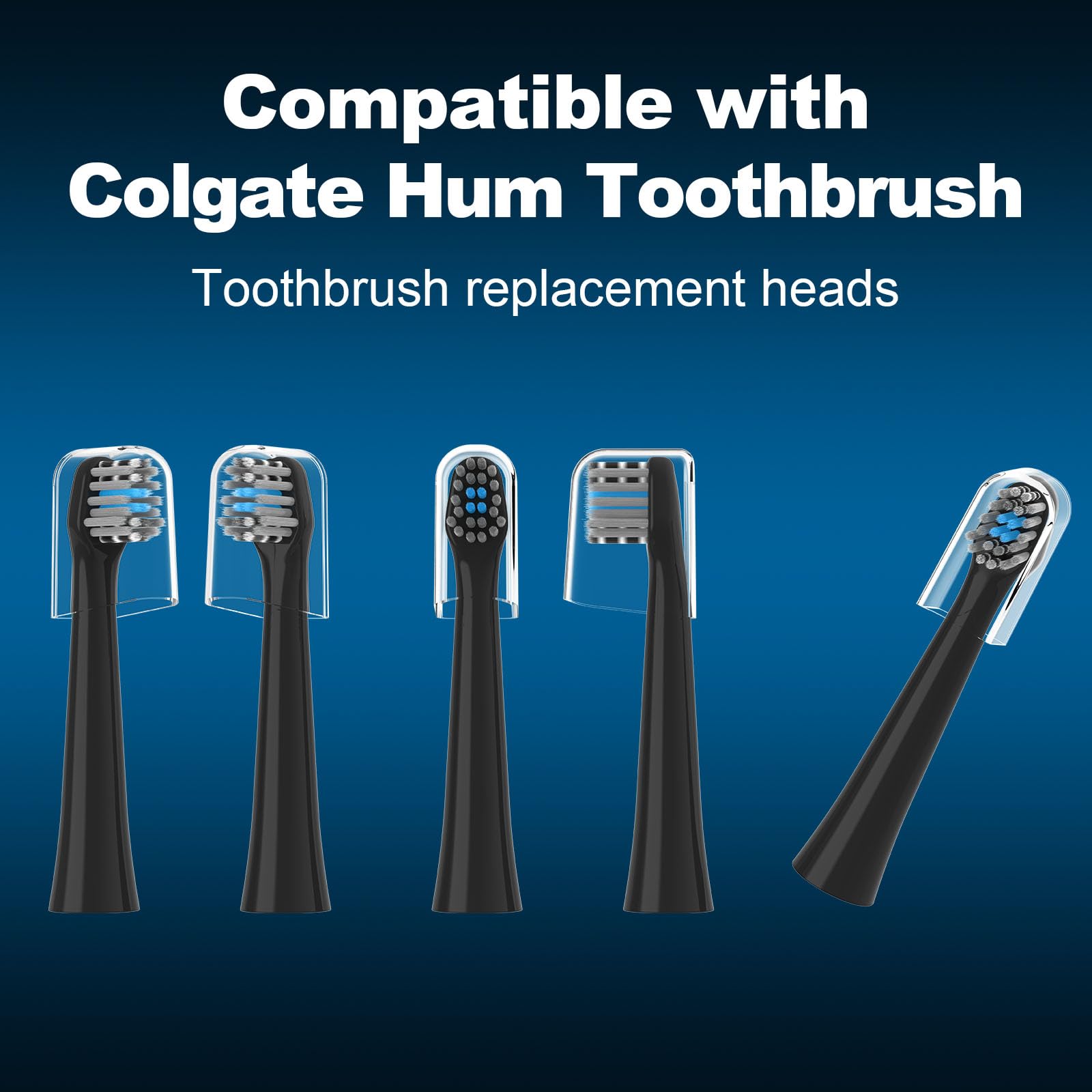 Paquete de 8 cabezales de repuesto para cepillo de dientes compatibles con Colgate Hum | Cabezal de cepillo de dientes eléctrico compatible con batería inteligente conectada, color negro