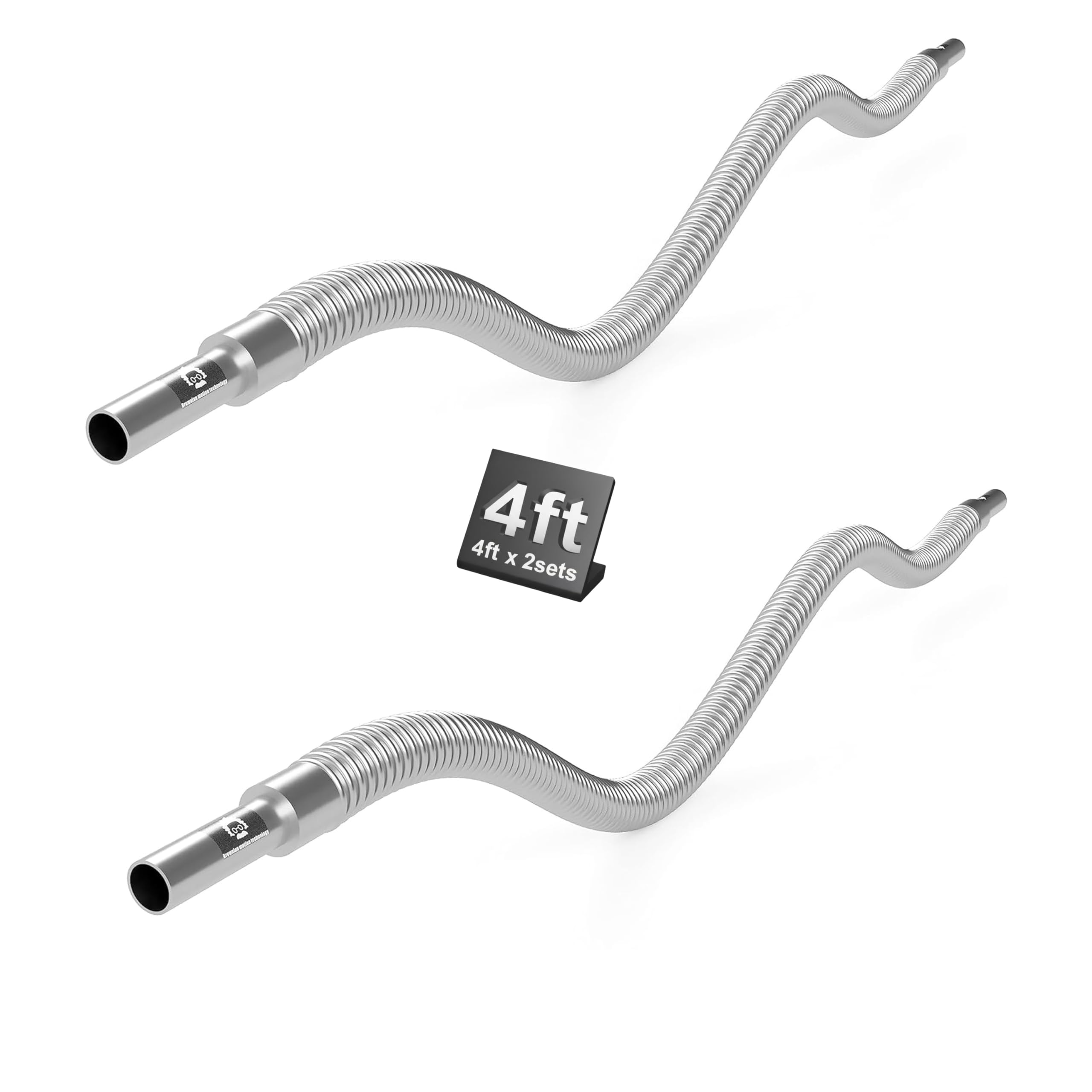 1/4" OD Tube weldable end, small Size Bellow Hose fit swagelok Compression Fittings (tube ending OD = 1/4", end to end length = 4ft, Pack of 2pcs)