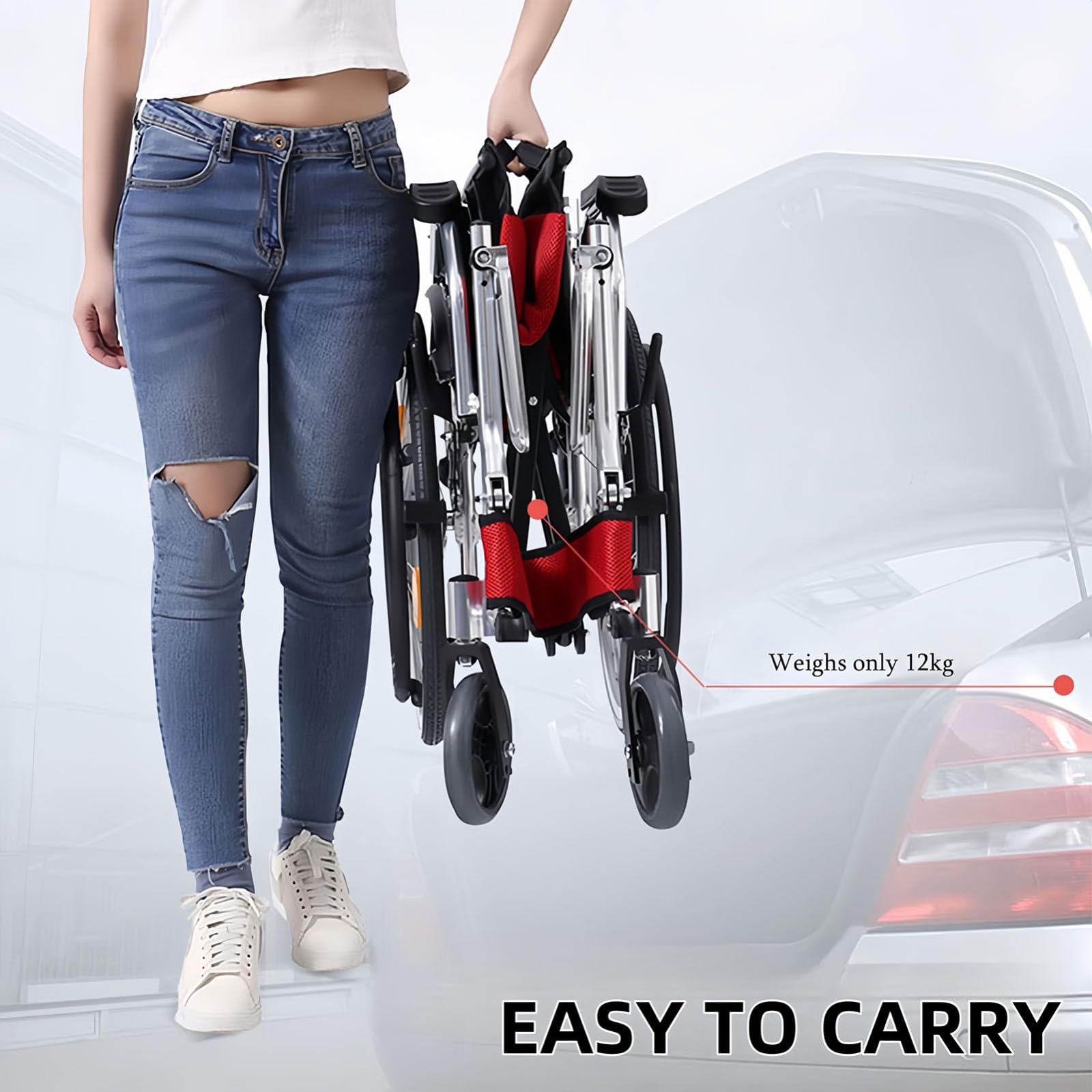 Silla Ruedas De Viaje Ligera Y Plegable, Sillas Ruedas Aluminio Ultraligeras Con Autopropulsión, Silla De Ruedas Activa Para El Hogar Y Los Viajes, Capacidad De Carga 150 Kg A