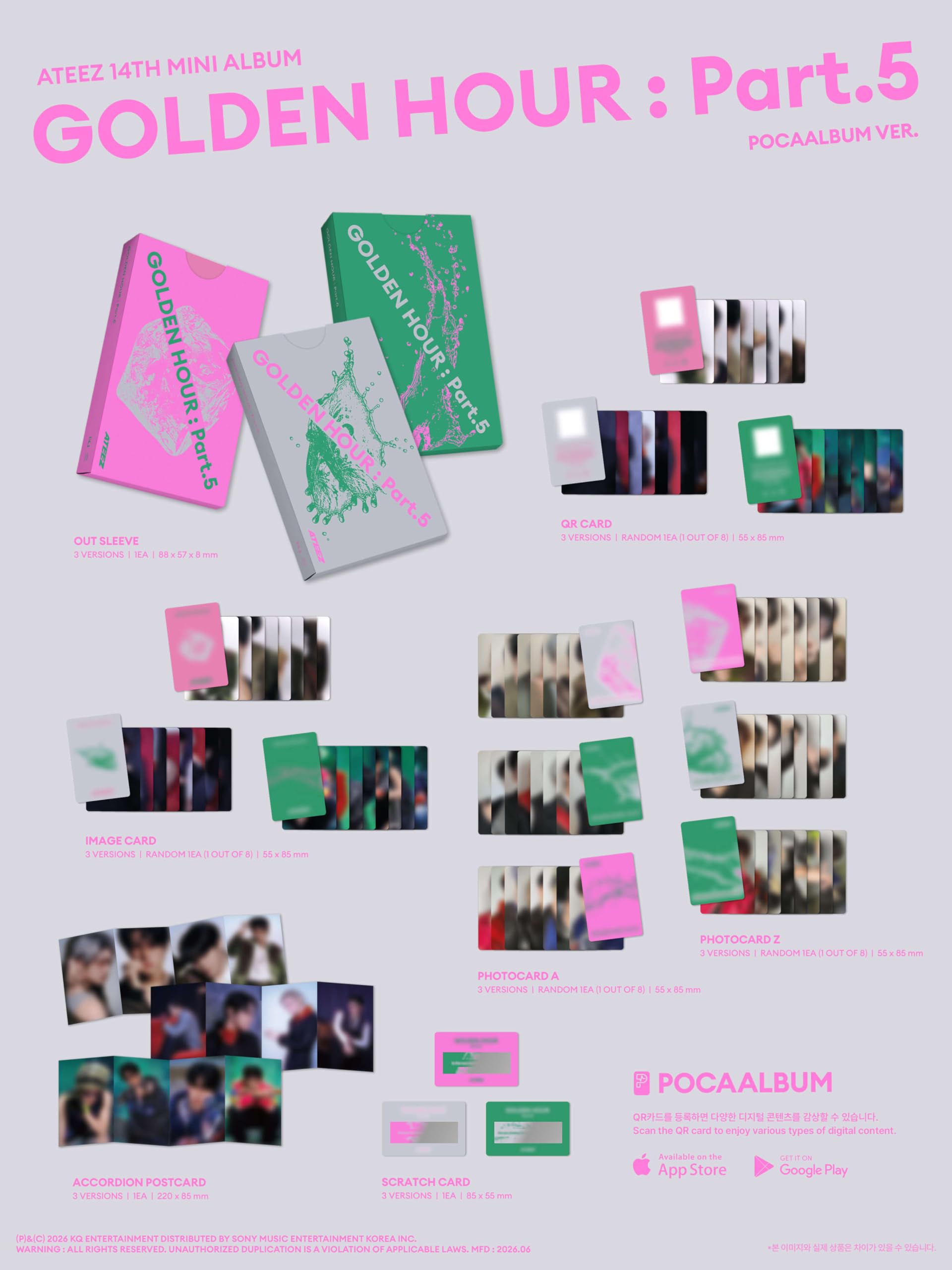 ATEEZ GOLDEN HOUR:PART 5 Album [A + DIARY + Z (3 POCAALBUM ver. Full Set)]+Pre Order Benefits+BolsVos Exclusive Idol-Inspired Digital Merches