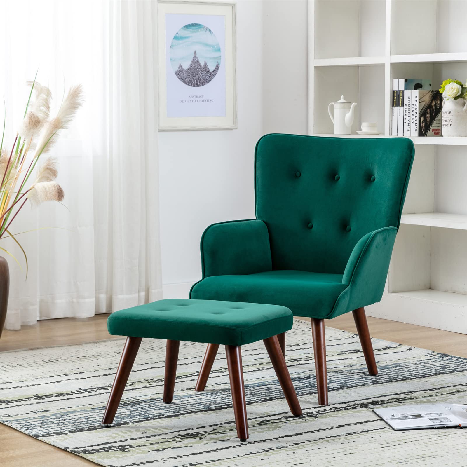 Buy Velvet Accent Chair with Ottoman, Modern Upholstered Lounge Chair