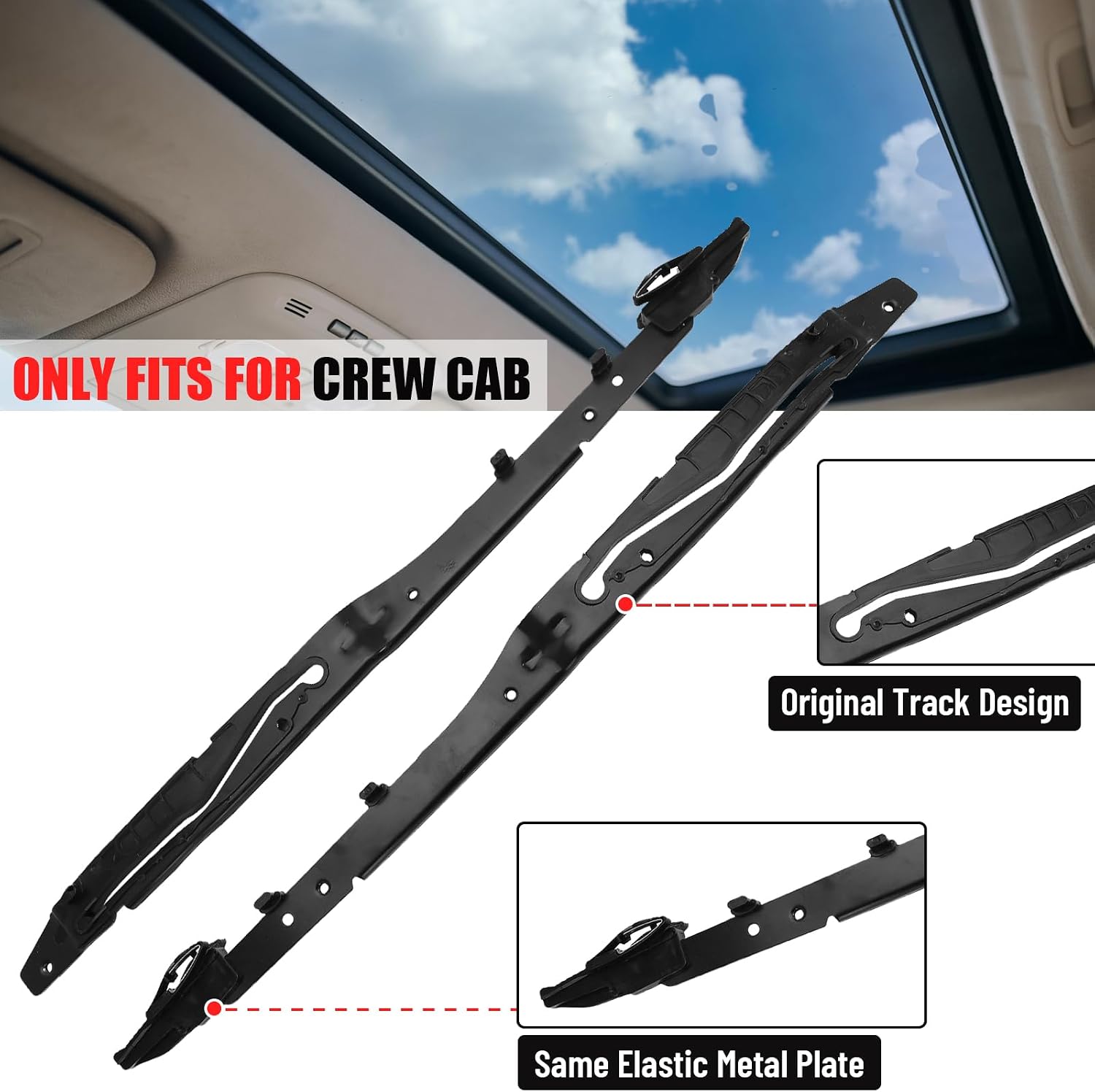Sunroof Track Repair Kit for 2015-2020 Ford F150 F250 F350 F450 Sunroof Guide Rails Replace FL3Z-1651071-A FL3Z-1651071-B
