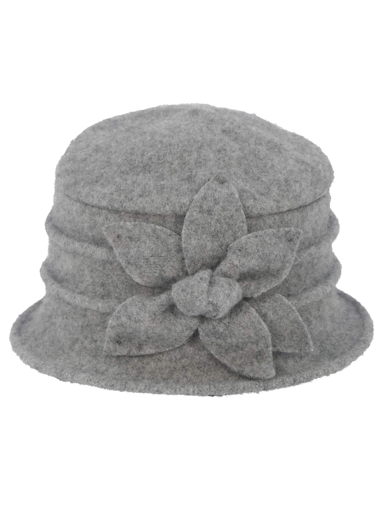 Women's Winter Hat - Wool Vintage Cloche/Bucket Hat, Daisy Flower