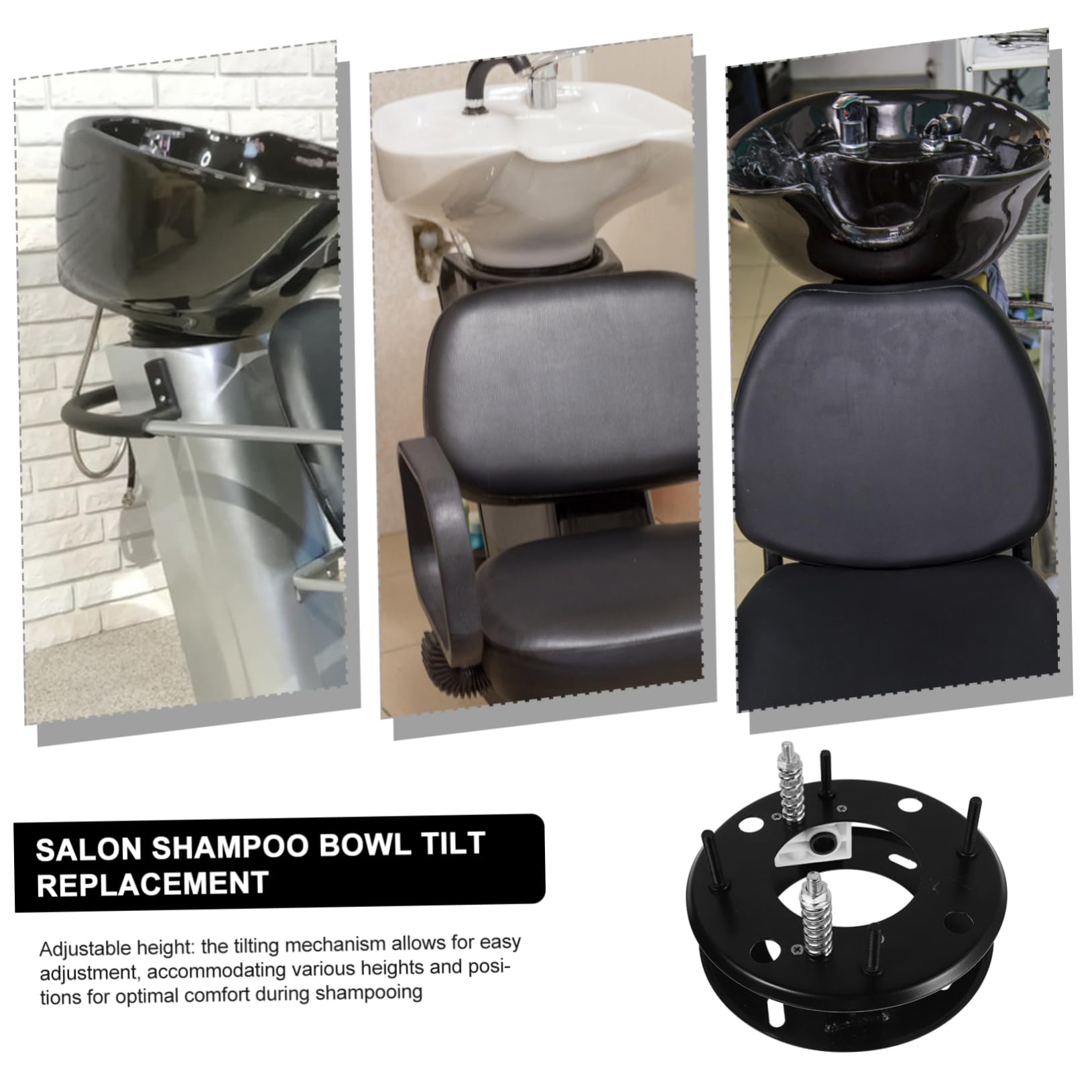Accessoire pour Bac à Shampoing en Céramique Noir Mécanisme D'inclinaison Réglable, Caoutchouc et Plastique, Stable et Confortable pour Lit de Shampoing Couleur Aléatoire