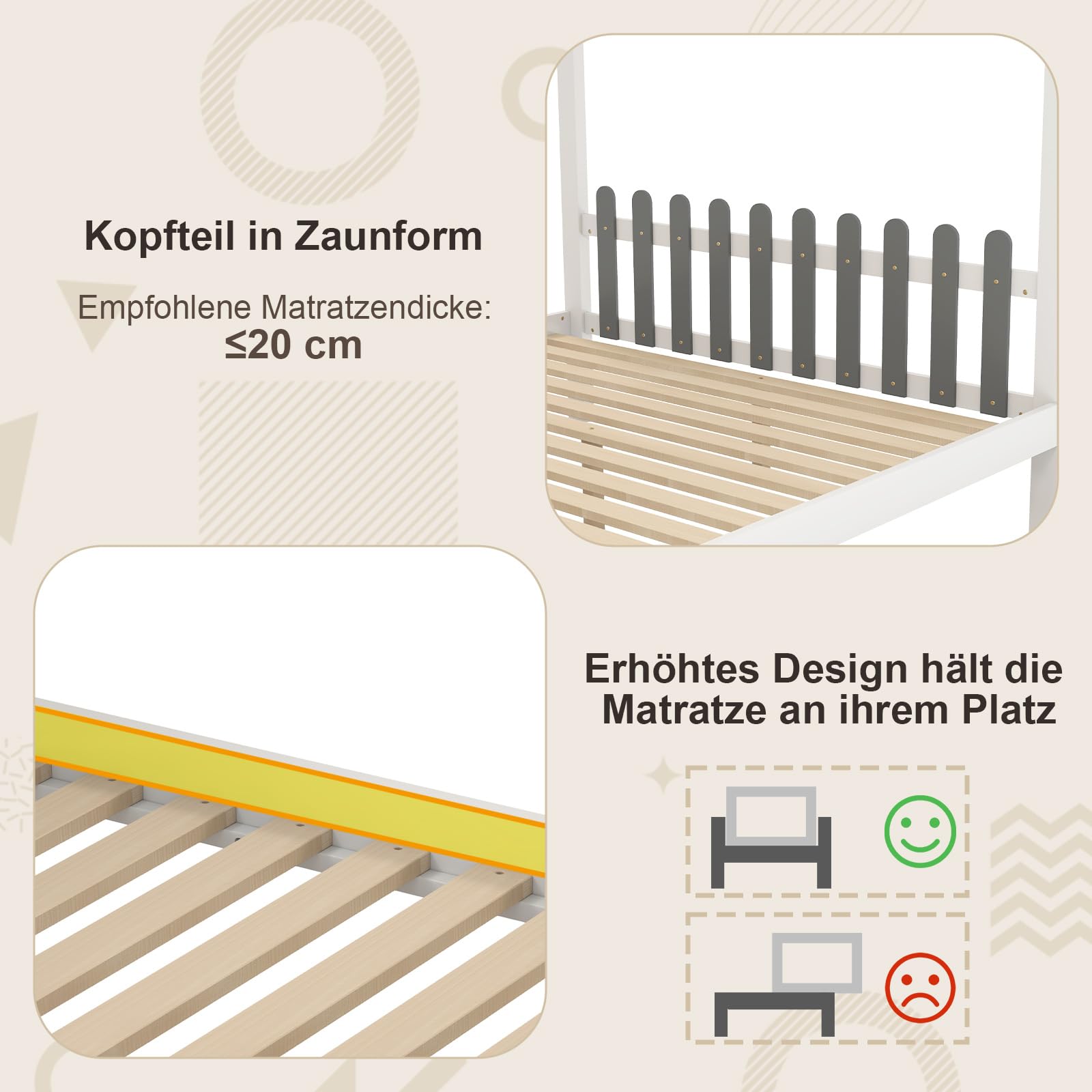 COSTWAY Hausbett mit Schreibtisch 140x200 cm, Kinderbett mit Lattenrost, Schreibtisch mit Aufbewahrungsbox, Schubladen und Haken, Jugendbett, Holzbett für Kinder, Weiß