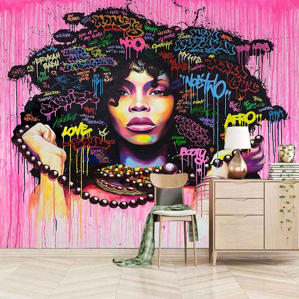 Papier peint panoramique 3D femme abstraite 350x256 cm poster mural salon